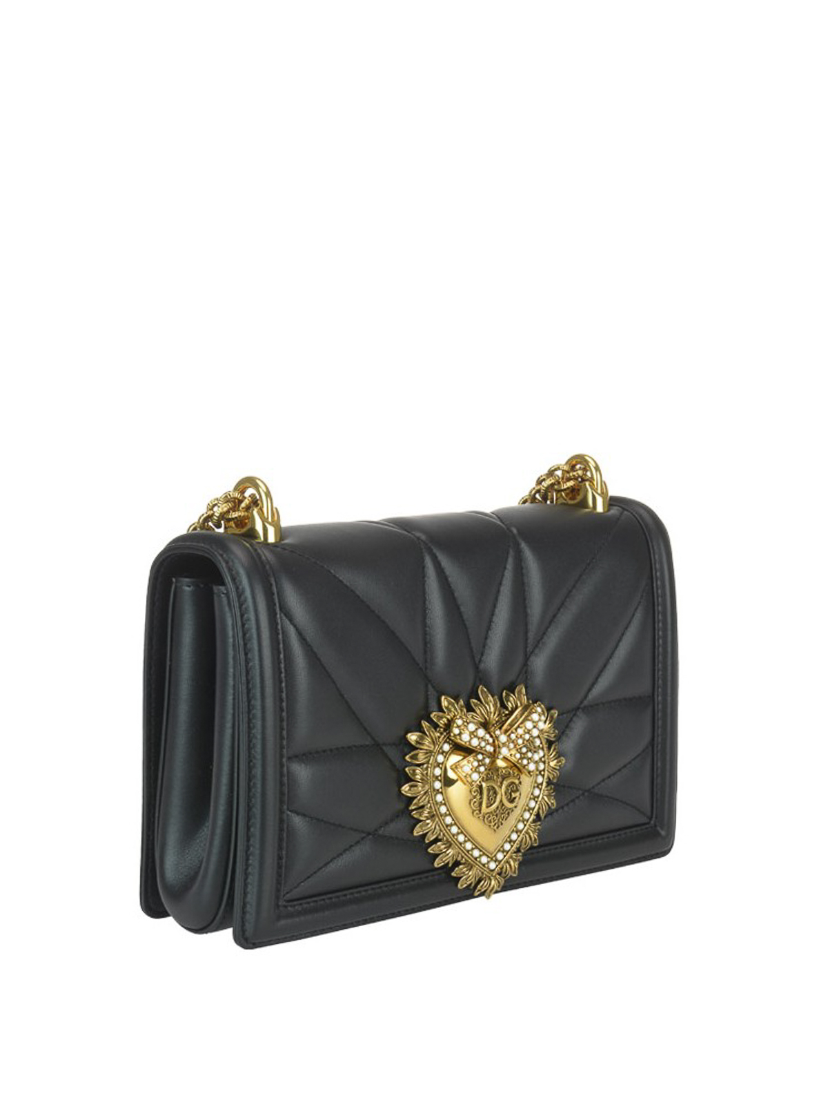 Dolce & Gabbana - Devotion black quilted leather bag - shoulder bags ...
