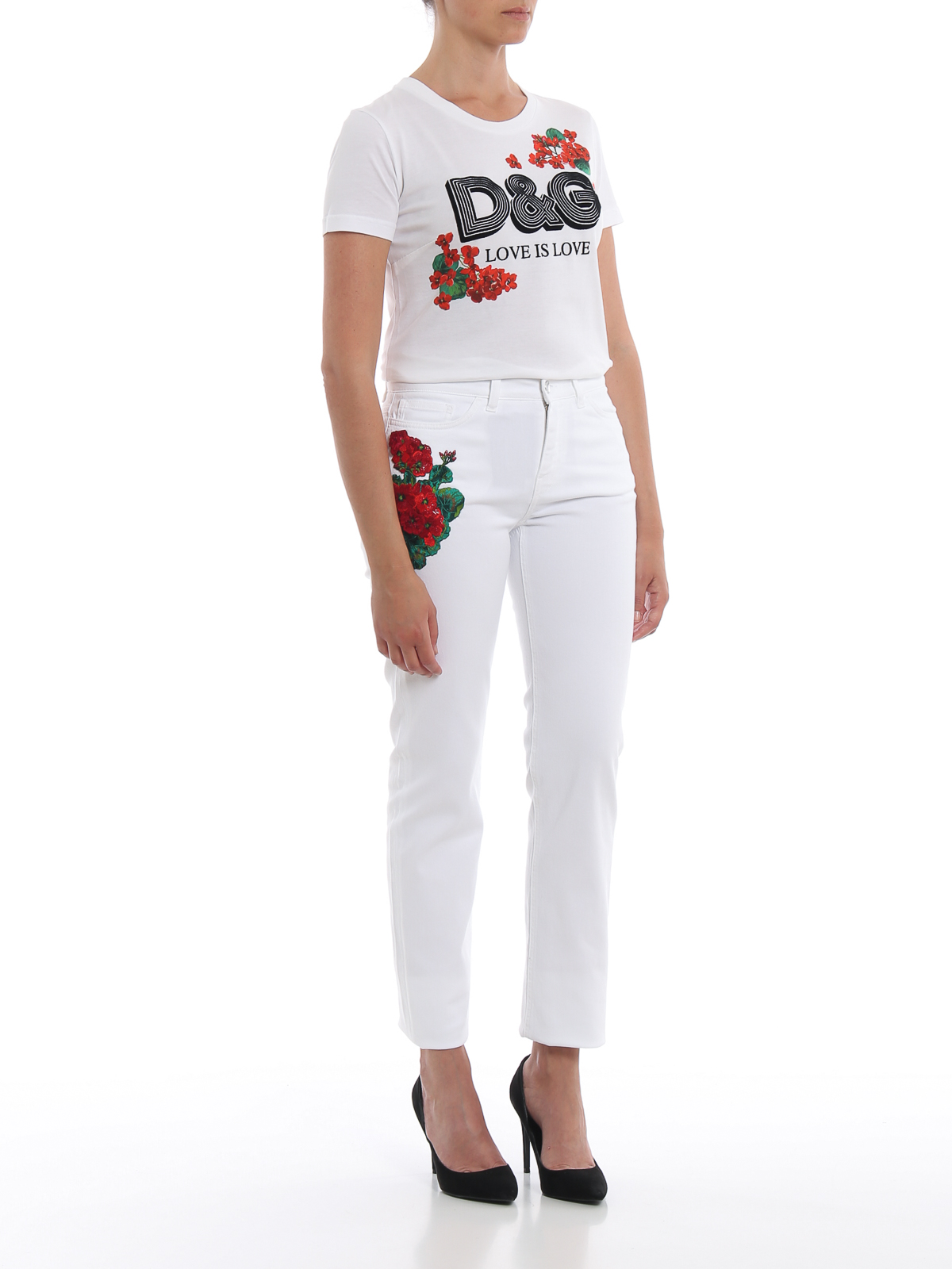 Maxim Vader fage Verrijken Straight leg jeans Dolce & Gabbana - Girly floral embroidered white jeans -  FTAQ5ZG8980W0111