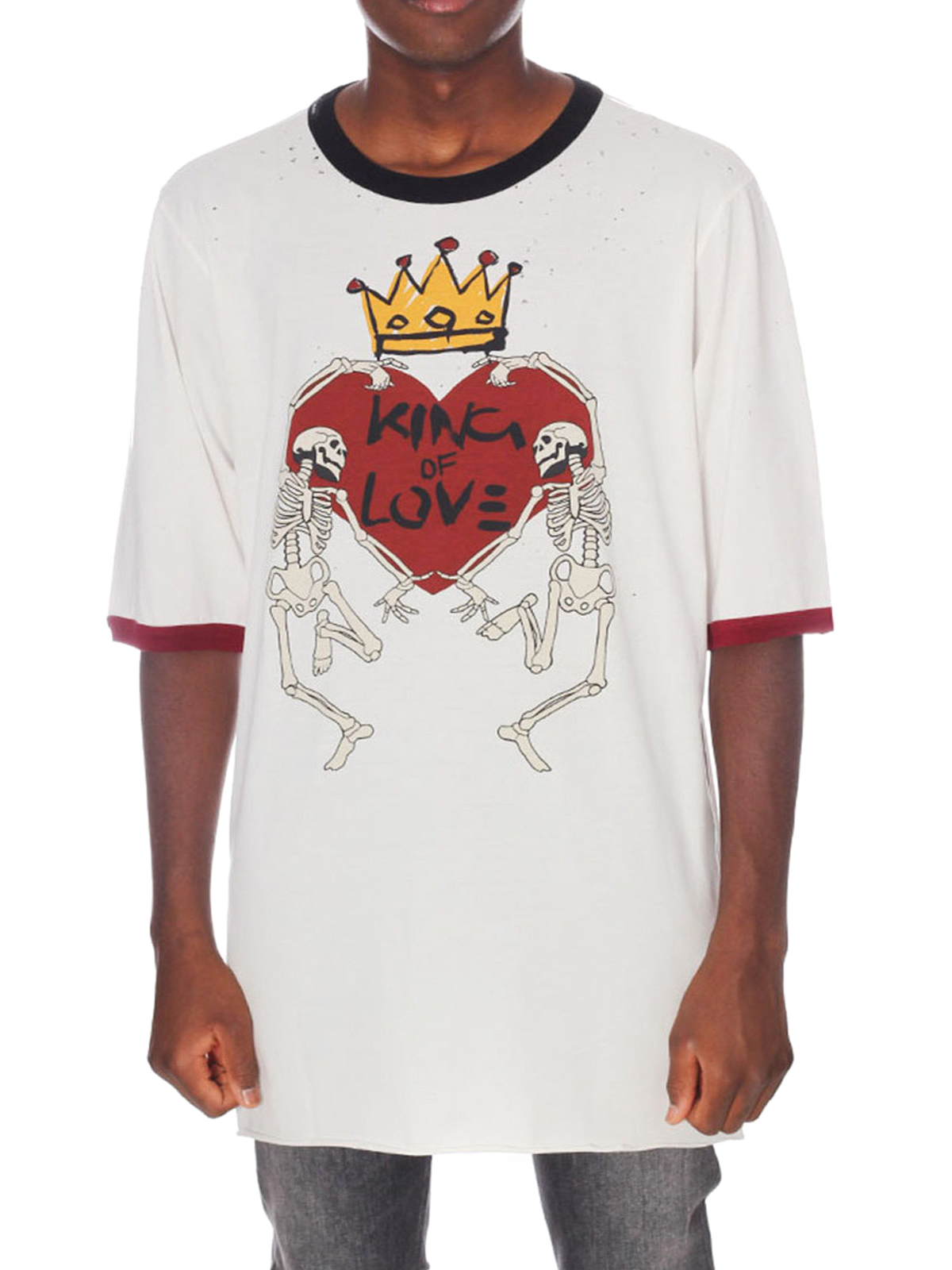 Gabbana - King of Love destroyed T-shirt - G8HR7THP74ZHAG39