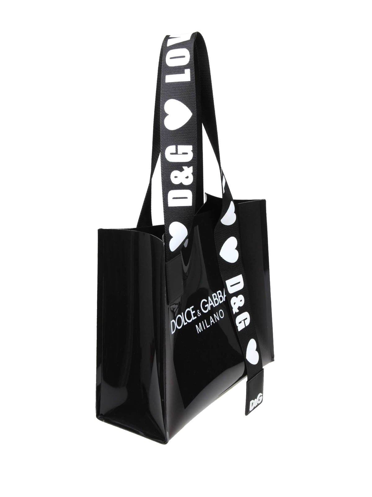 Totes bags Dolce & Gabbana - Street logo print black pvc shopping -