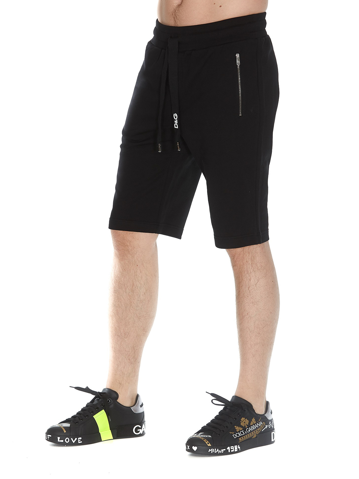 Tracksuit bottoms Dolce & Gabbana - Solid black cotton jogging short pants  - GYFKEZFU7DUN0000