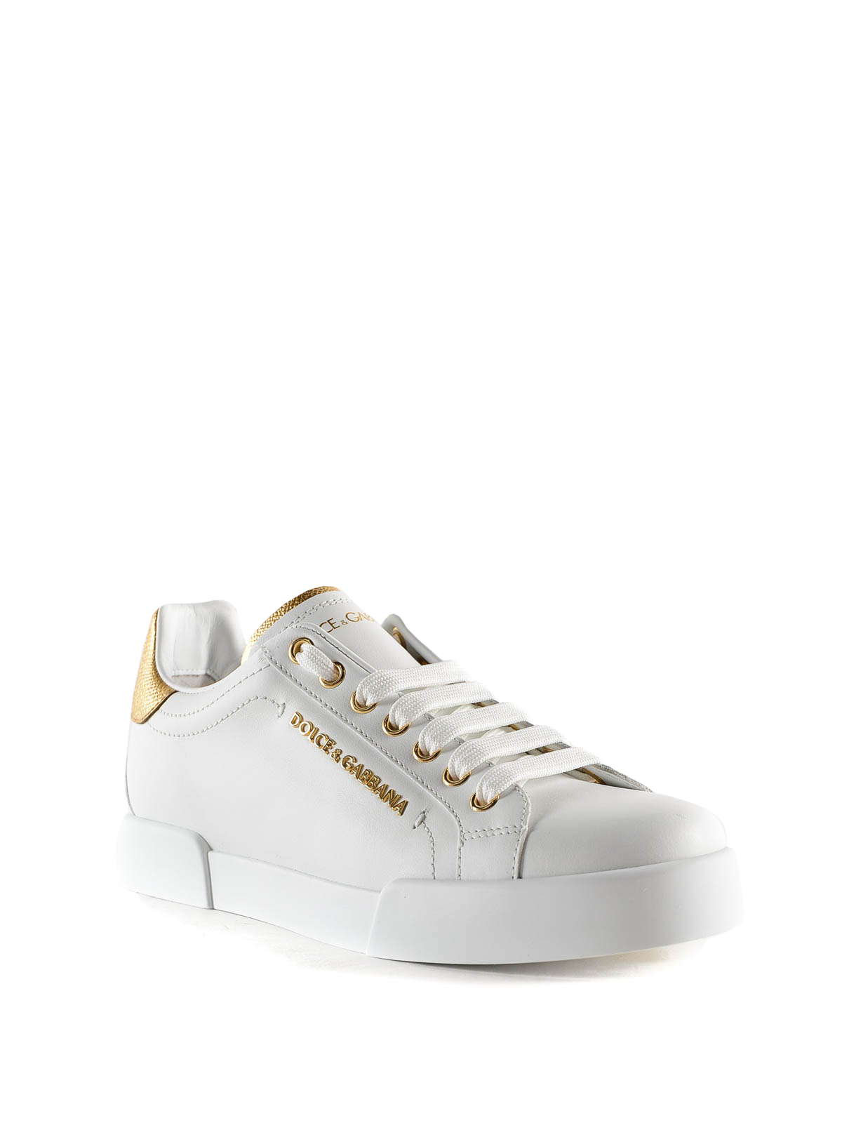 Dolce & Gabbana - Logo pearl white leather sneakers - trainers ...