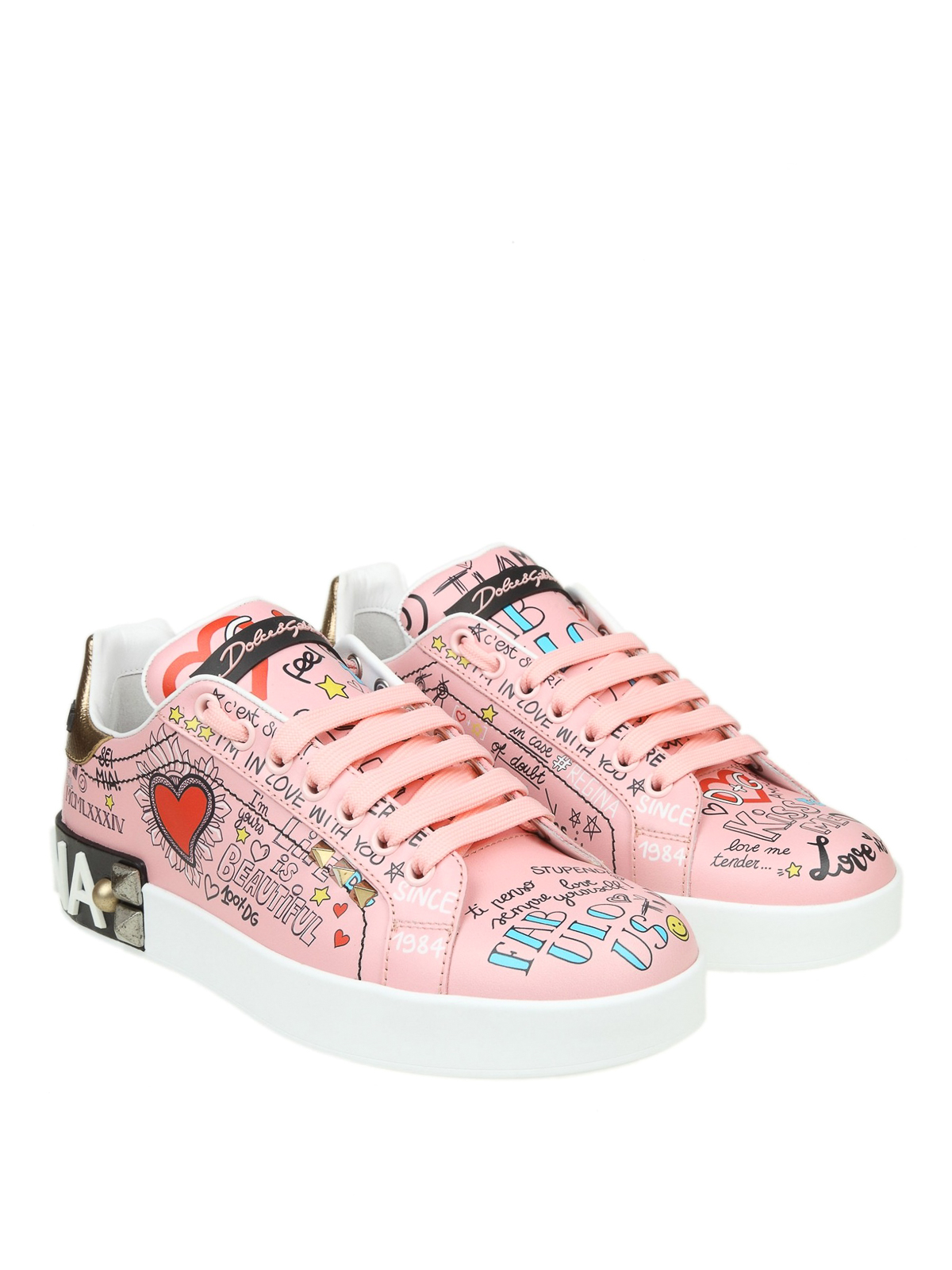 dolce and gabbana pink and white trainers