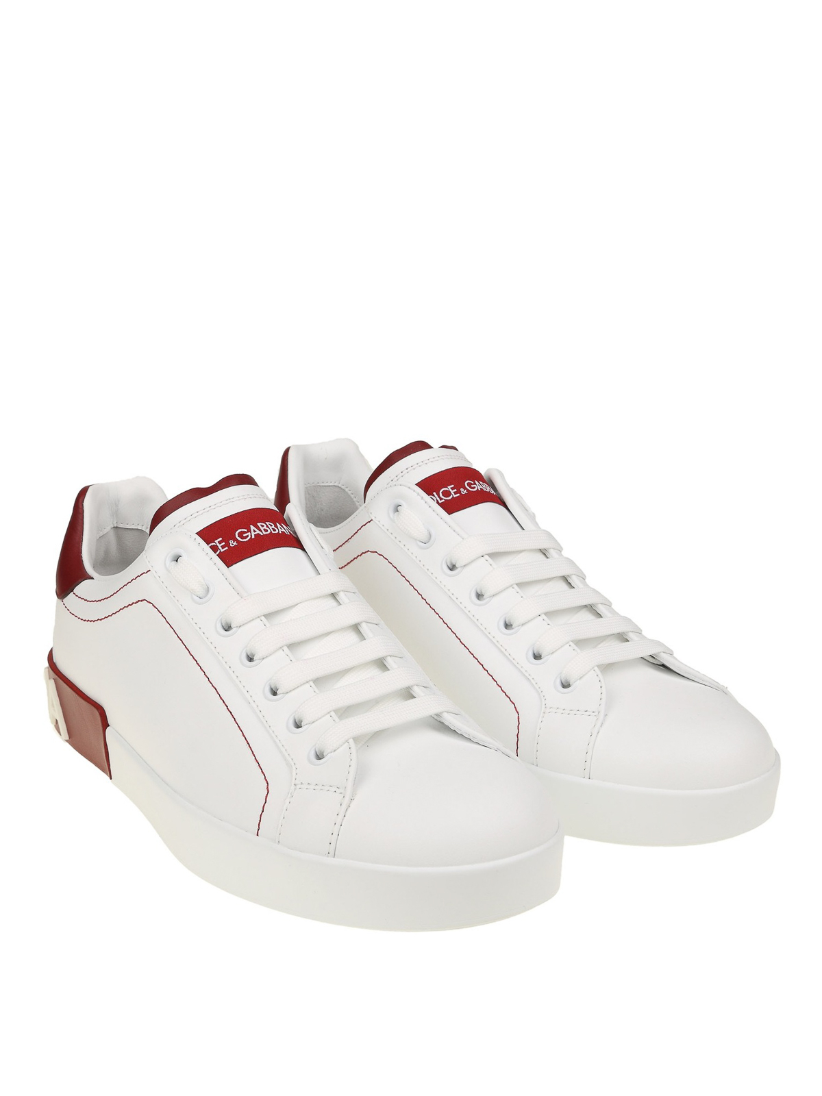 dolce and gabbana white and red sneakers