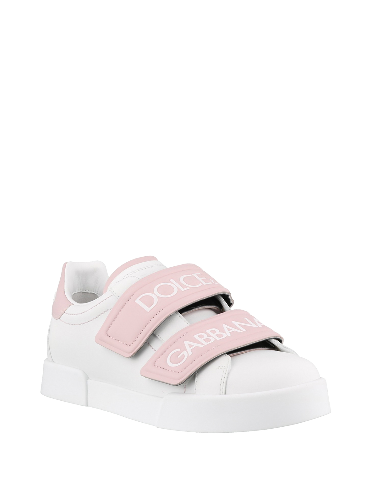 White and pink sneakers with velcro 