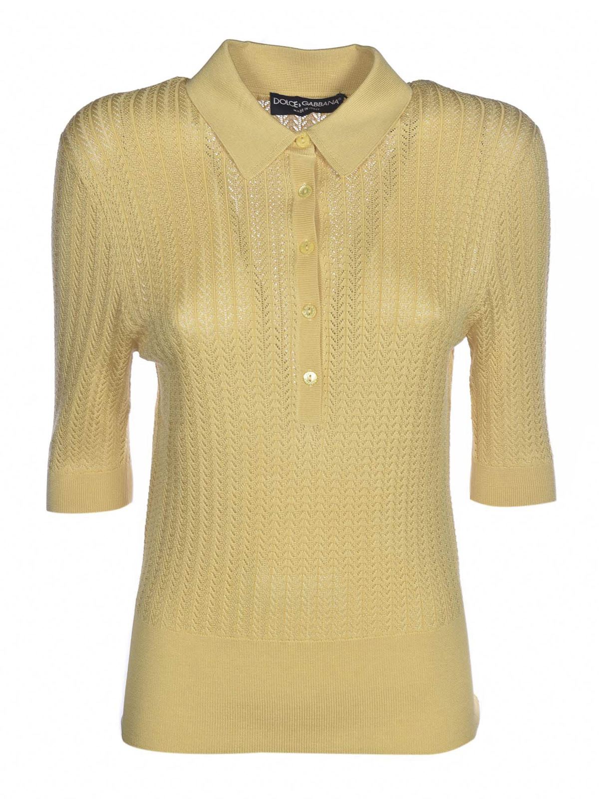 Polo shirts Dolce & Gabbana - Lace stitch polo shirt in yellow ...