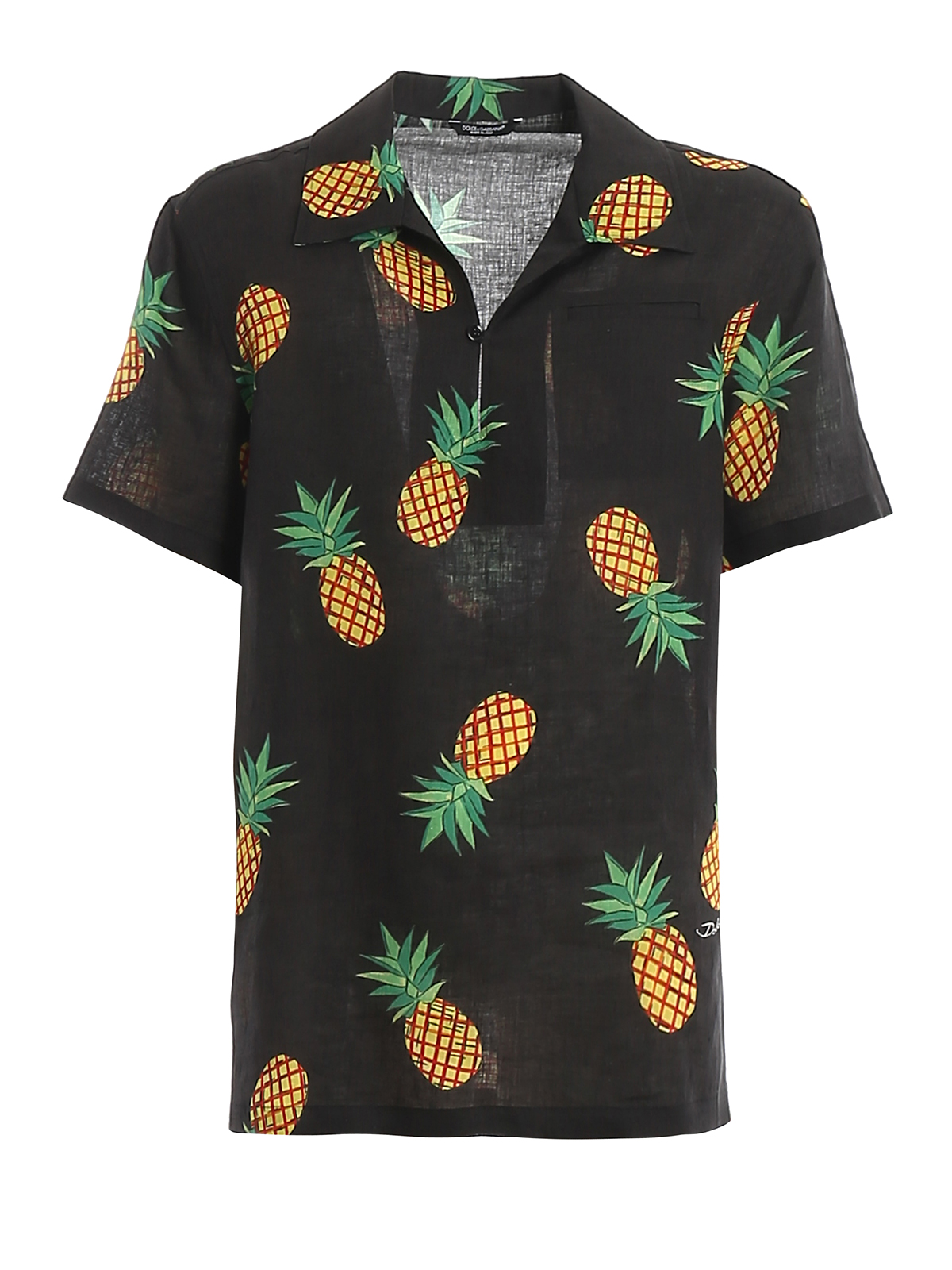 Polo shirts Dolce & Gabbana - Pineapple printed linen polo shirt -  G5HL0TFS4GRHN1LS