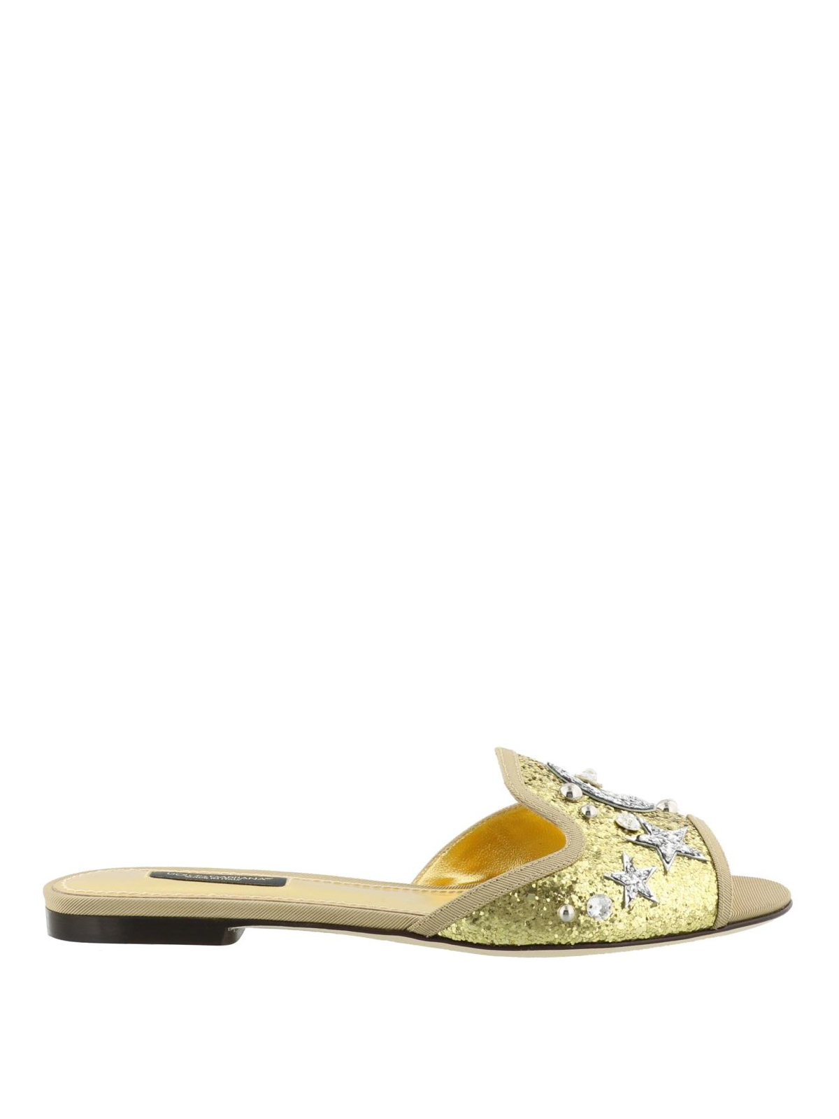 Sandals Dolce & Gabbana - Jewel gold-tone flat sandals - CQ0130AN14387626