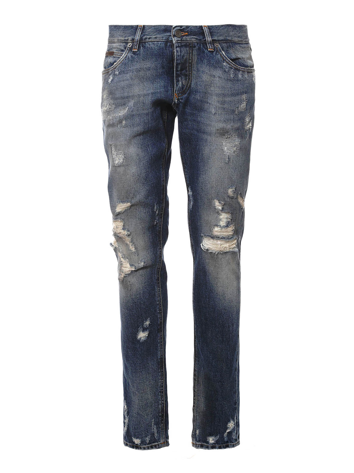 Straight leg jeans Dolce & Gabbana - Ripped faded denim jeans ...