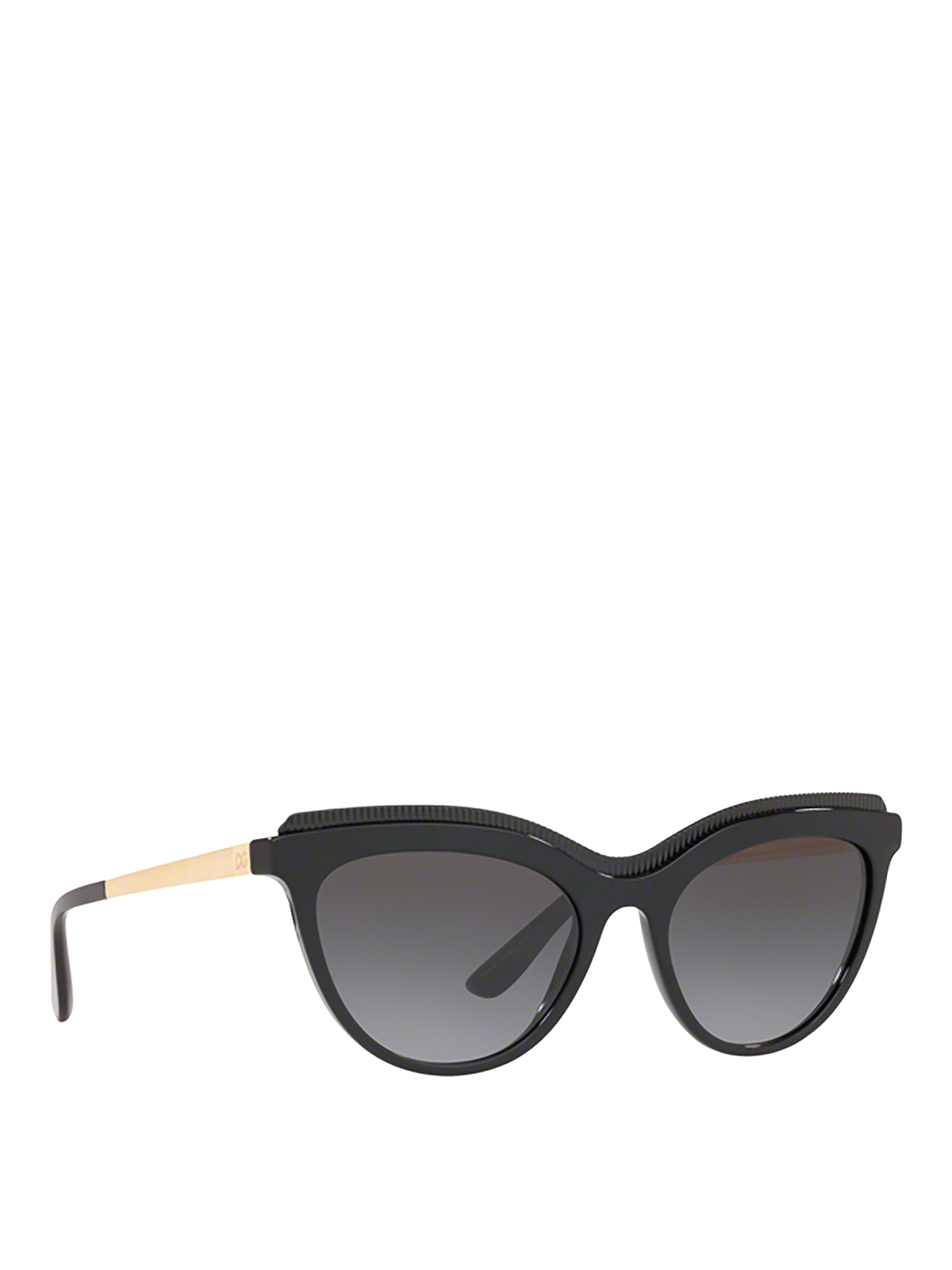Dolce & Gabbana Double Bridge Cat Eye Sunglasses In Black