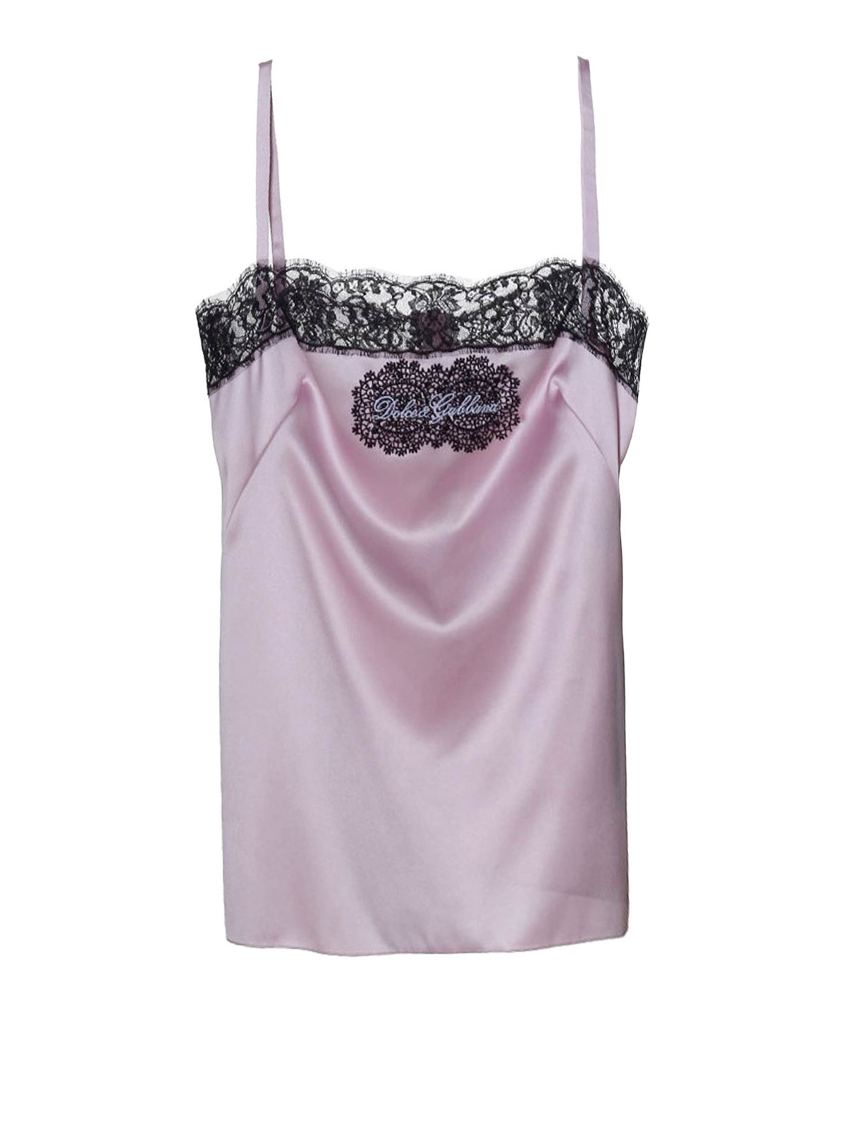 Beskæftiget Amazon Jungle Uberettiget Tops & Tank tops Dolce & Gabbana - Lace trim pink silk satin top -  F71K3TFURAGF1452