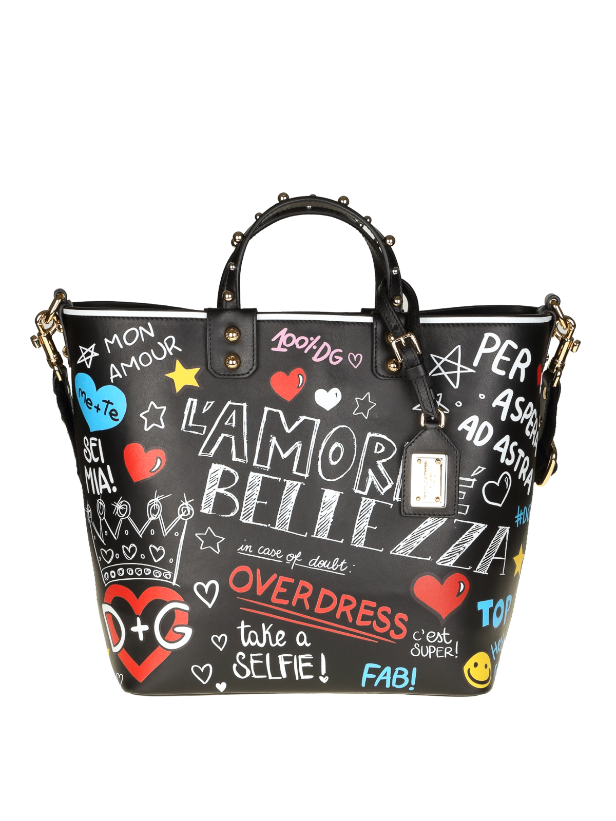 Totes bags Dolce & Gabbana - Beatrice graffiti print leather tote -  BB6201AV210HNP52
