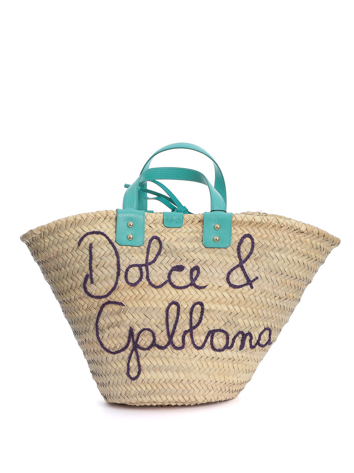 Dolce & Gabbana Kendra Raffia Shopping Bag In Green