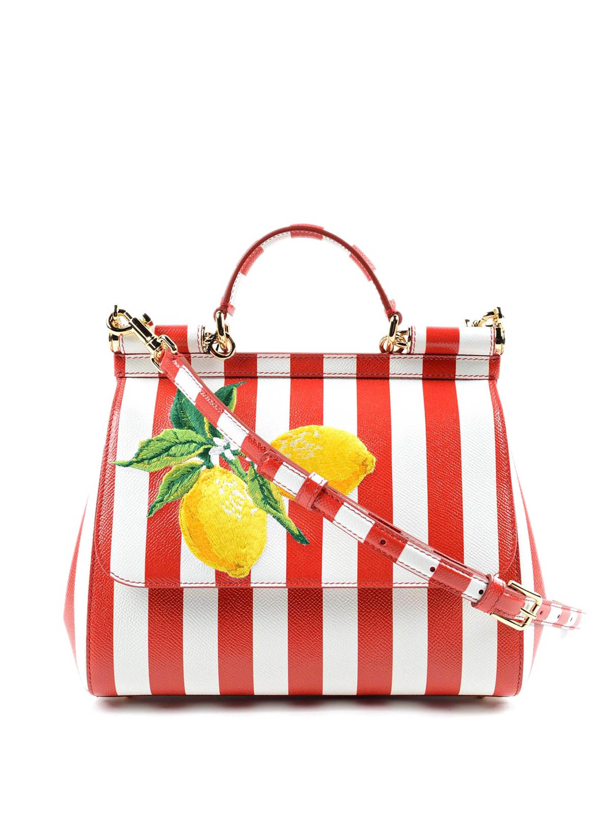 Dolce & Gabbana - Sicily In Pelle Con Righe E Ricamo - Shopper 