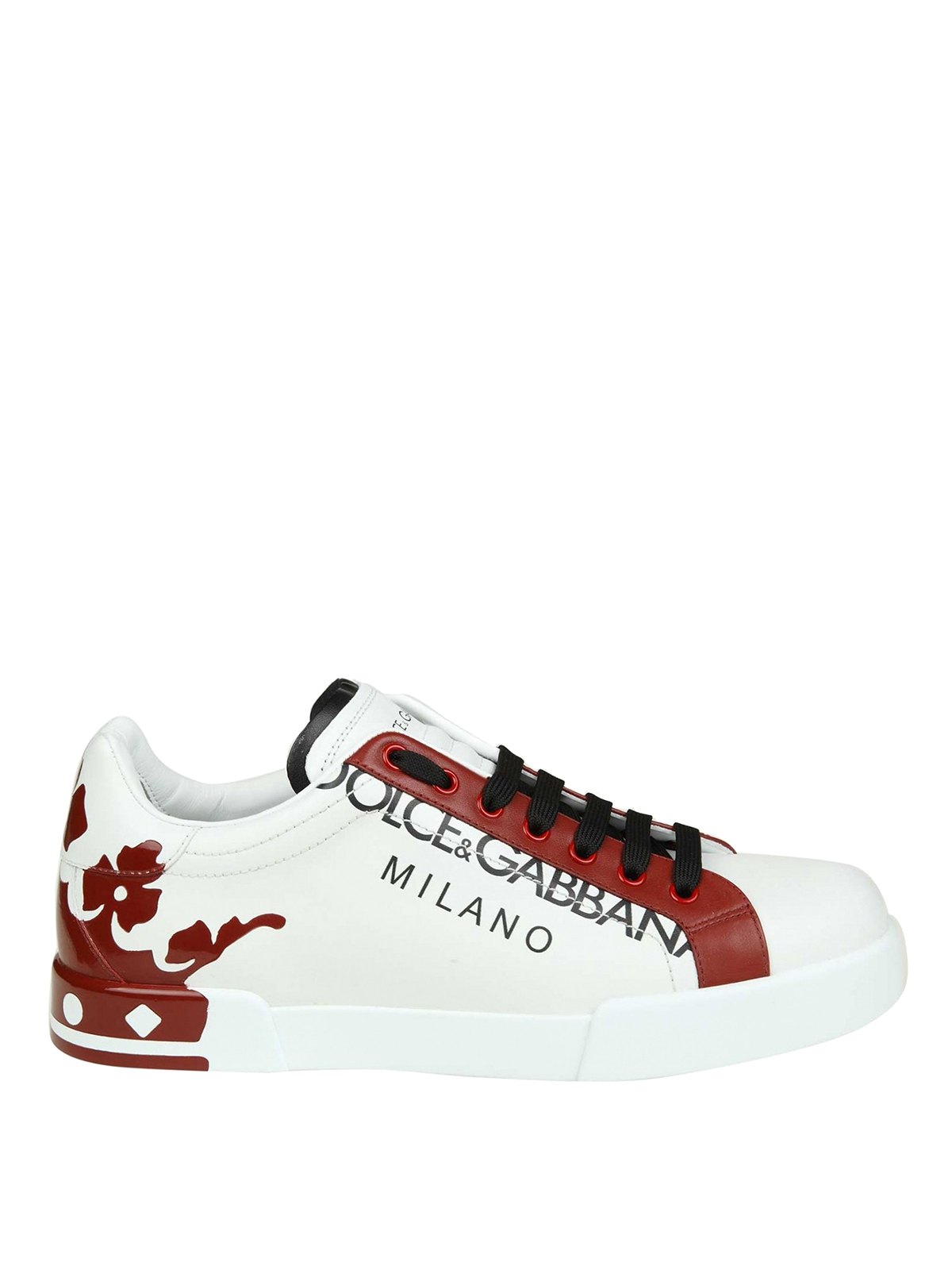 Dolce \u0026 Gabbana - Sneaker Portofino in pelle bianche e rosse - sneakers -  CS1612AU45589926