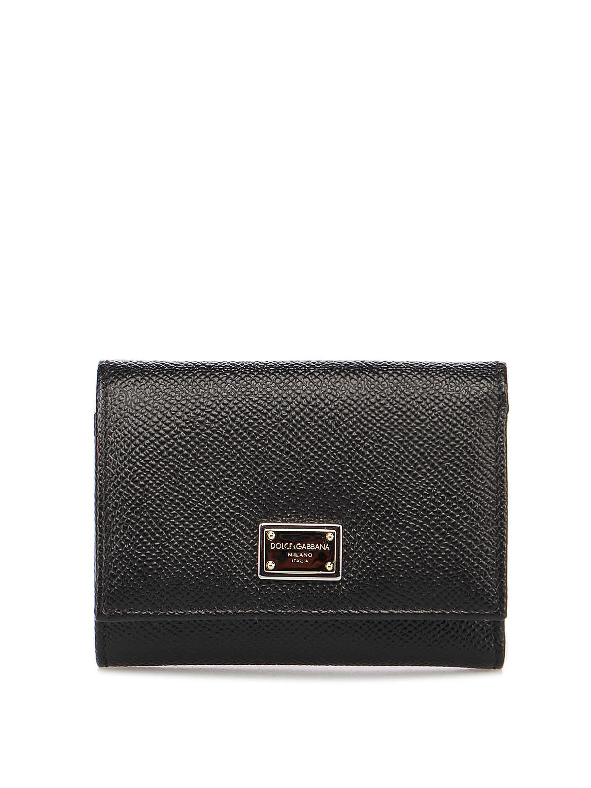 Dolce & Gabbana Hammered Leather Trifold Wallet In Black | ModeSens