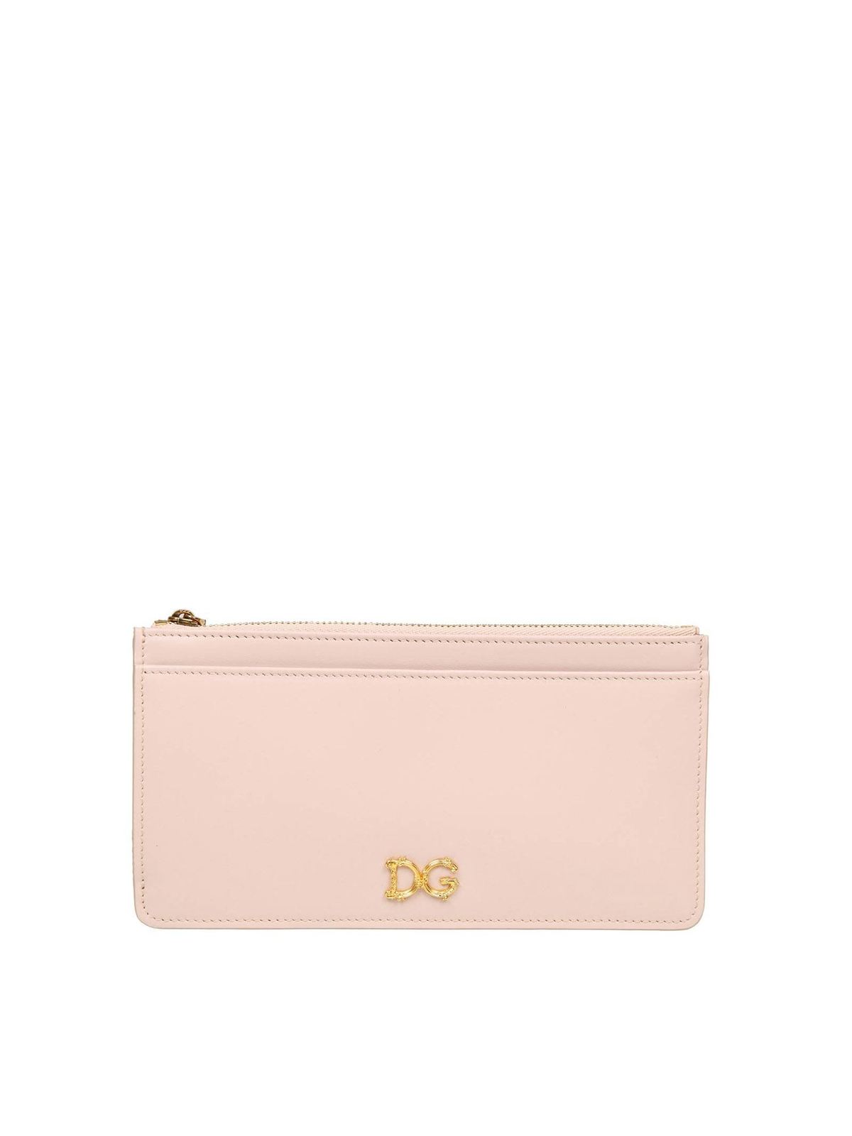 Wallets & purses Dolce & Gabbana - DG logo card holder in powder pink ...