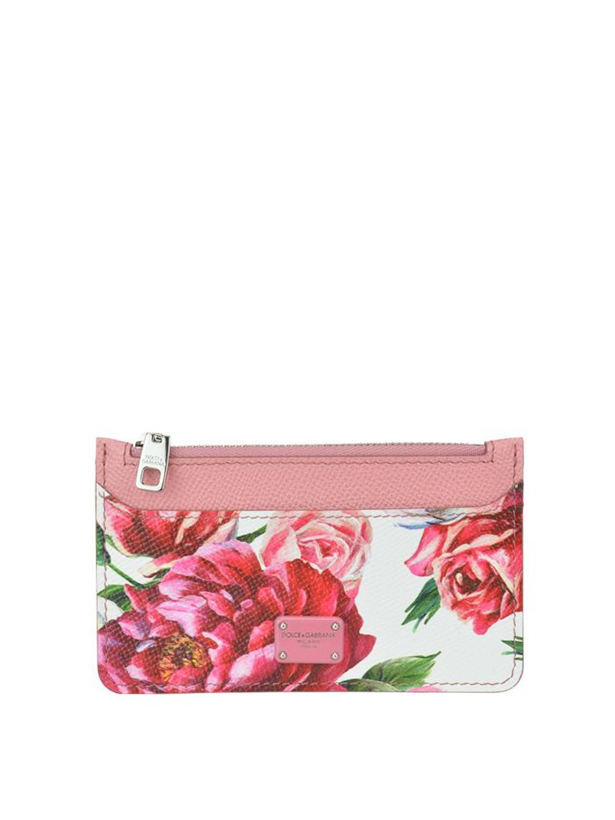 Floral print zipped card holder 