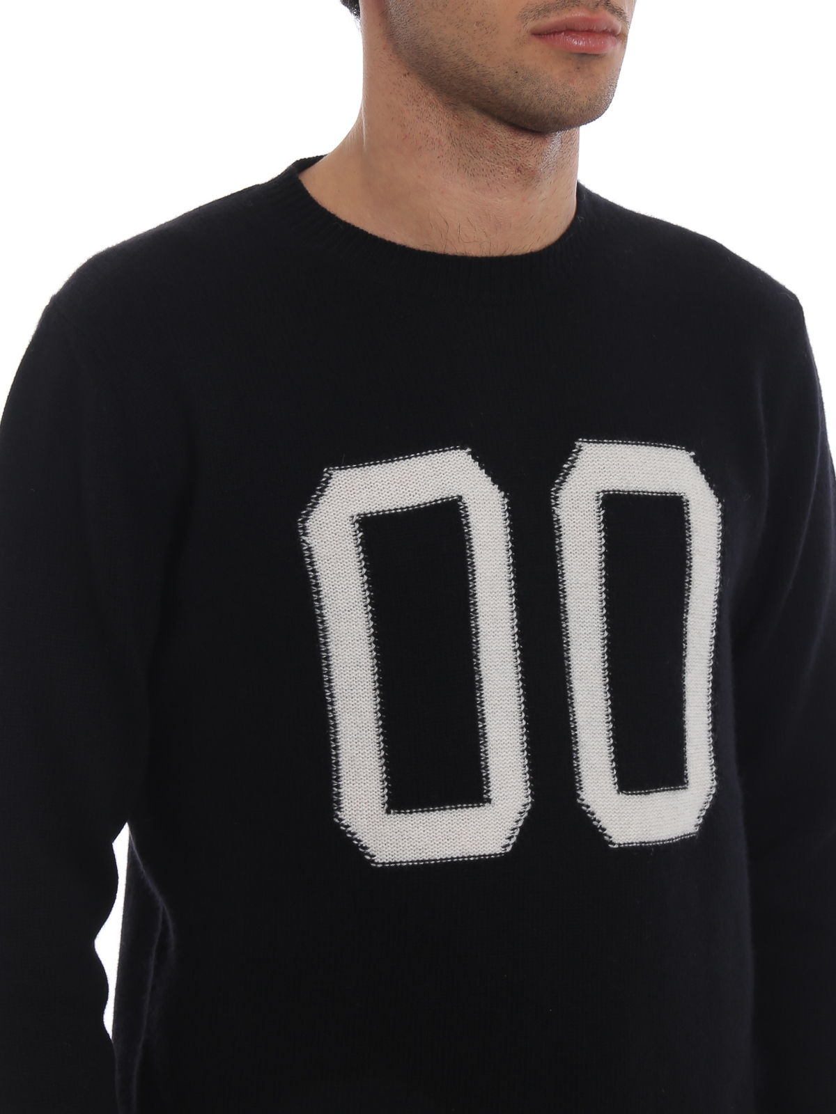 Zonder Doornen Agnes Gray Crew necks Dondup - Black wool and cashmere jacquard sweater -  UM913M00595B002999