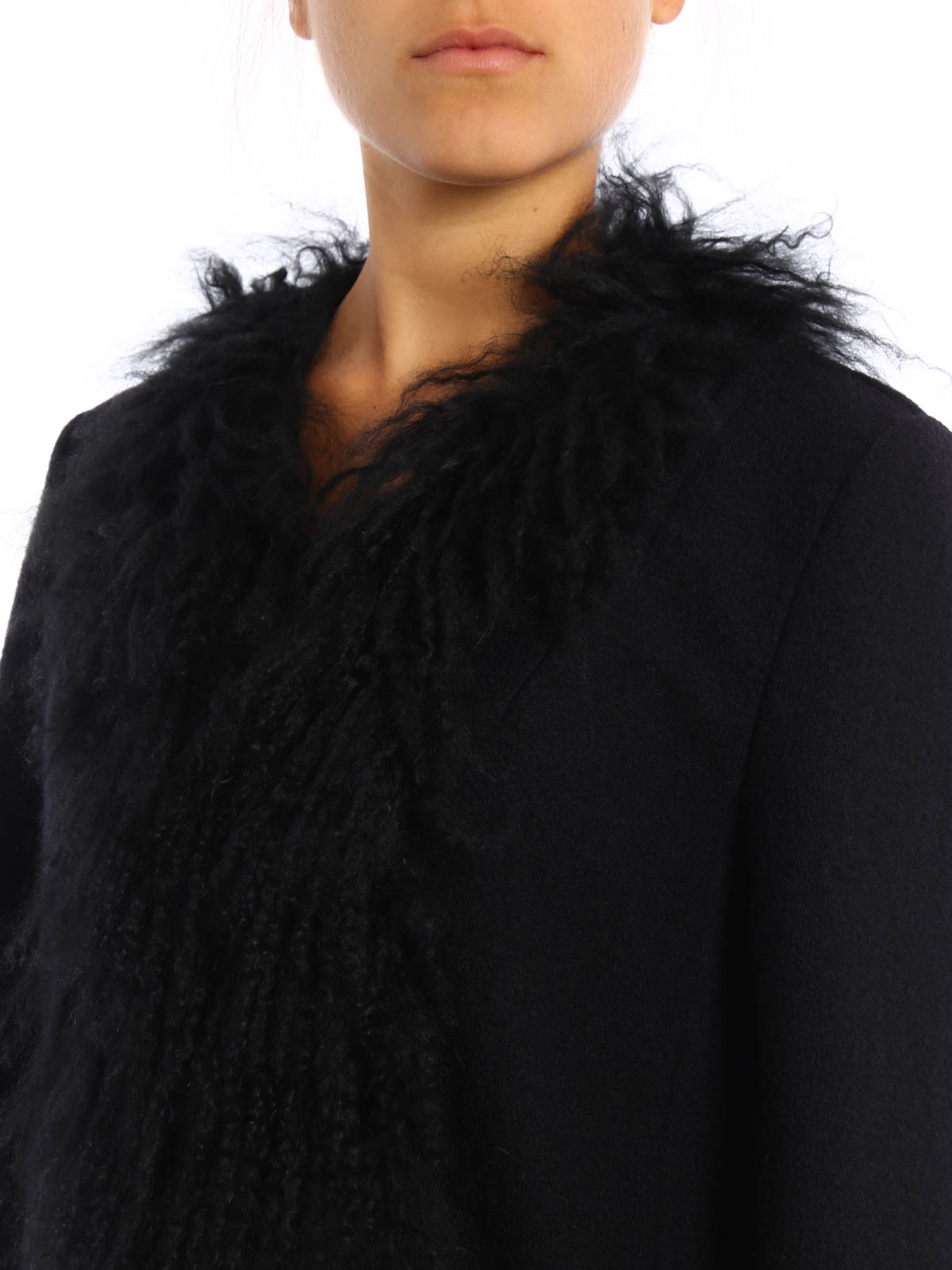 Vivianne Mongolian fur trimmed coat 