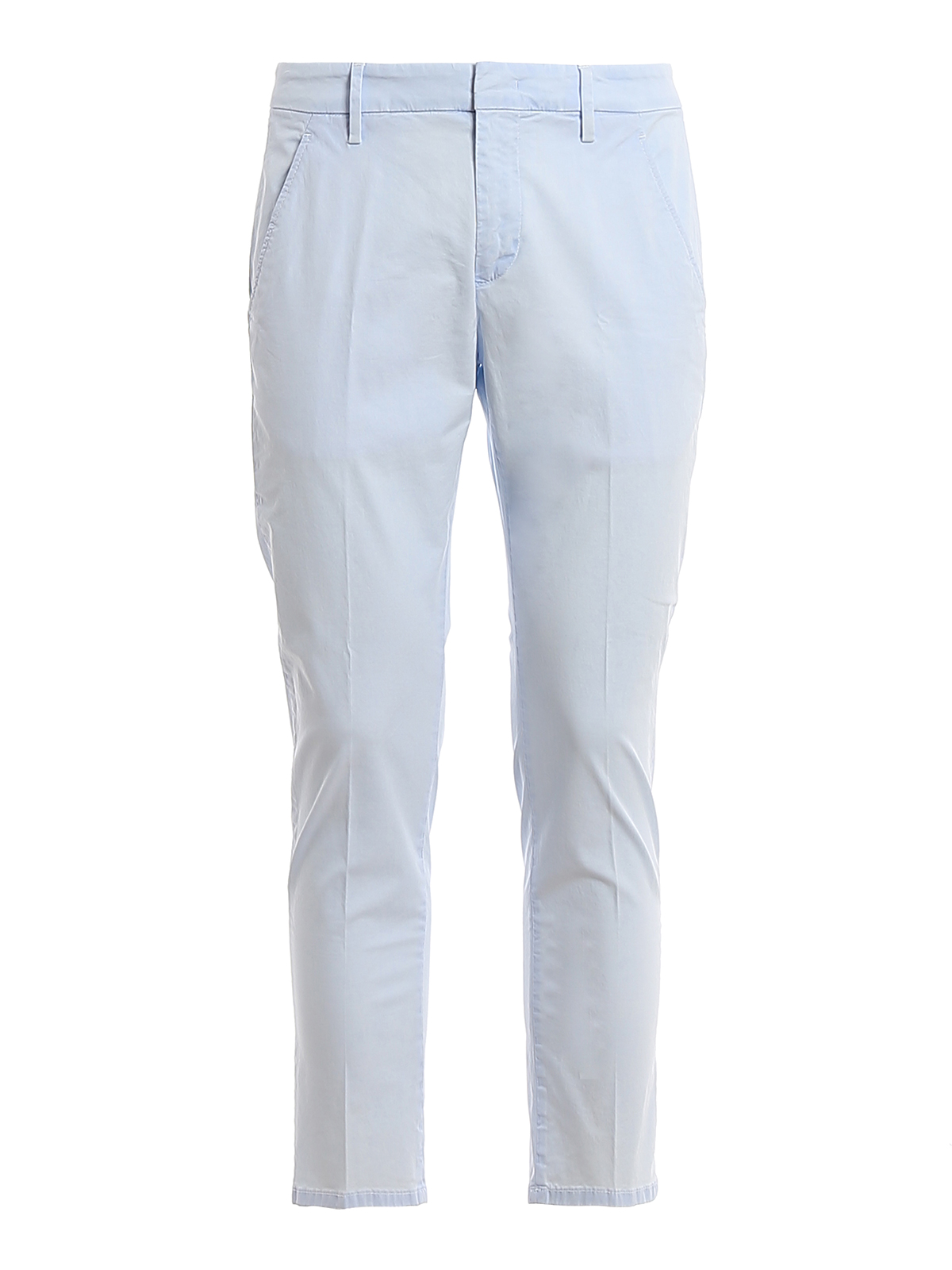 Dondup Cotton Poplin Pants In Light Blue