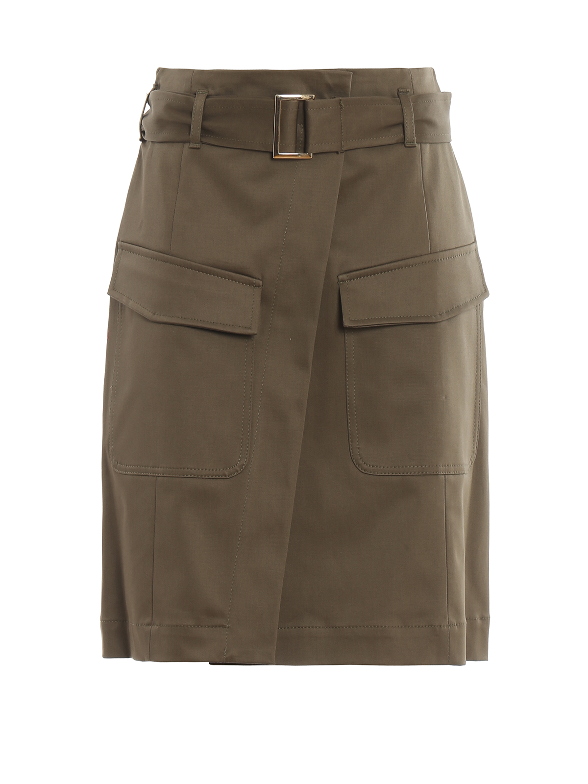 Dondup Cotton Skirt With Maxi Pockets In Dark Green | ModeSens