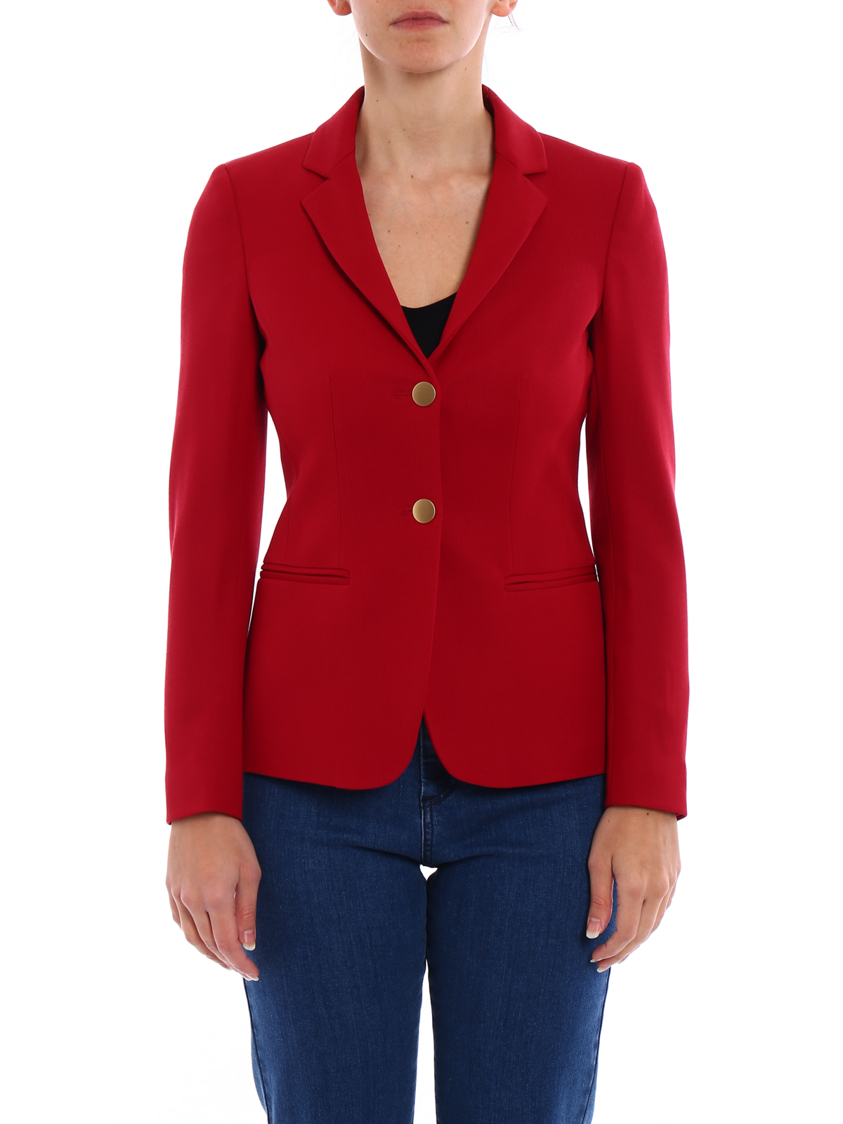 red fitted blazer jacket