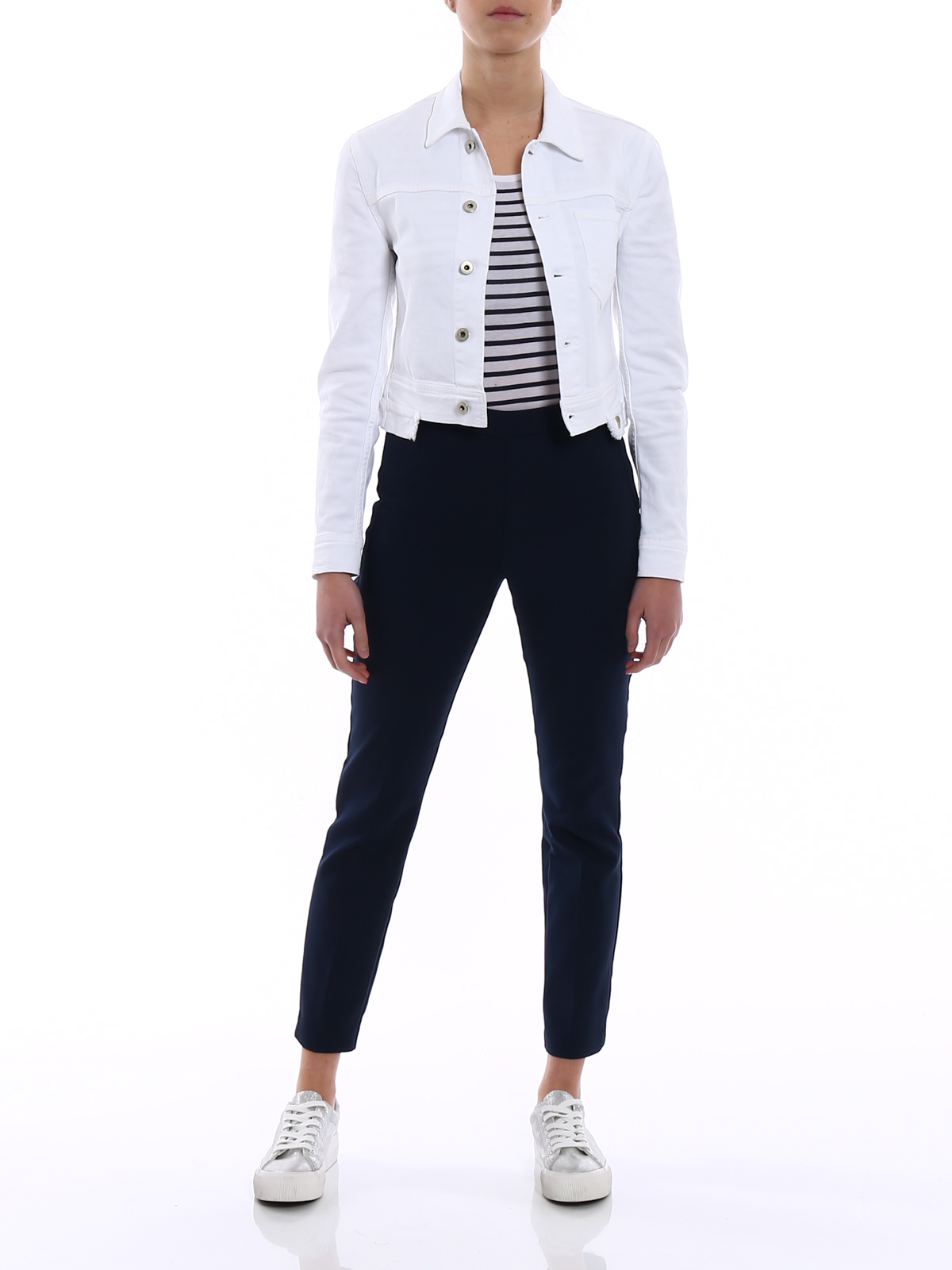 Manteau en jean Jean Dondup en coloris Blanc Femme Vêtements Vestes Vestes en jean et en denim 