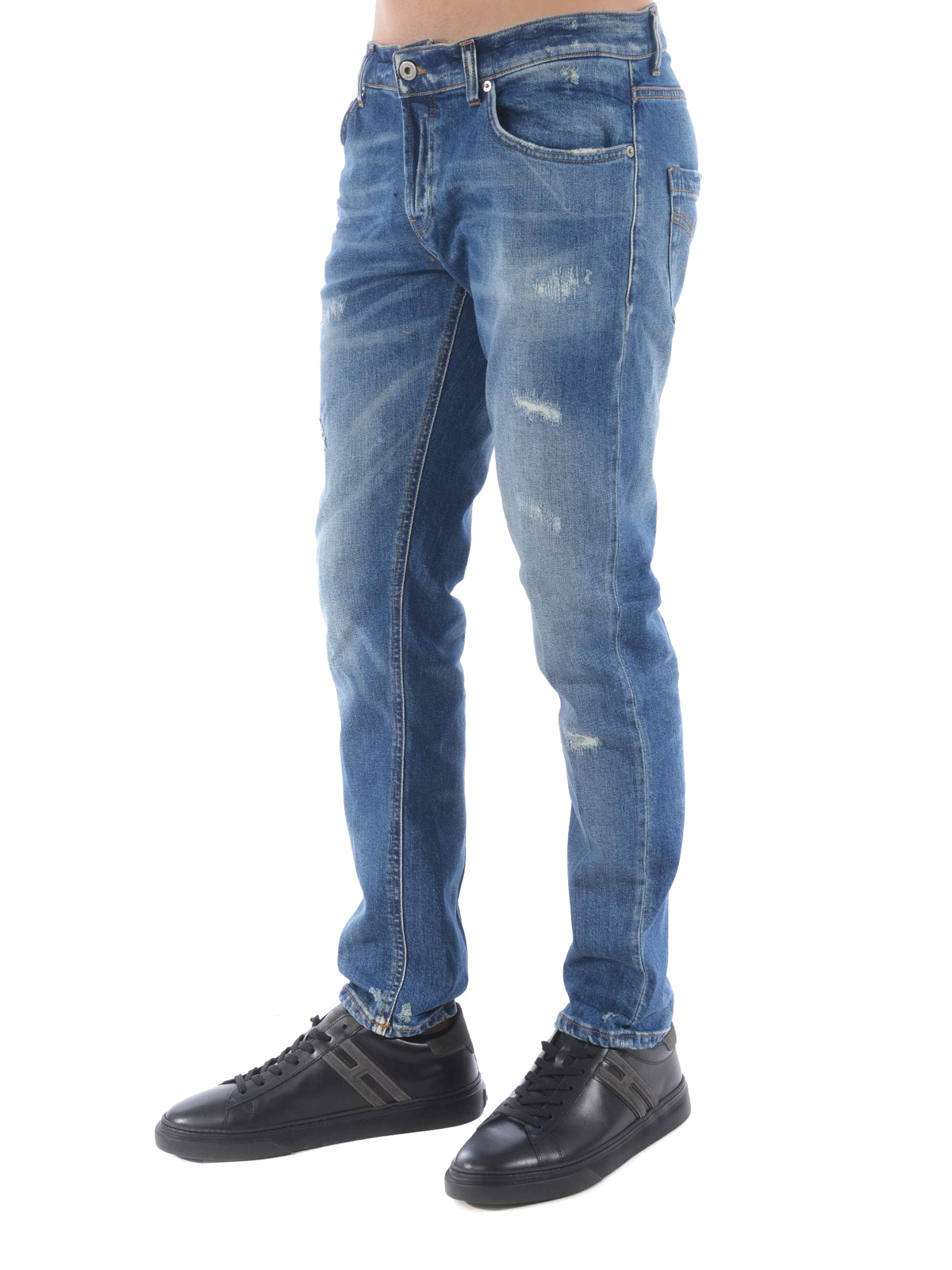 Straight leg jeans Dondup - Mius scraped jeans - UP168DS0253W40800