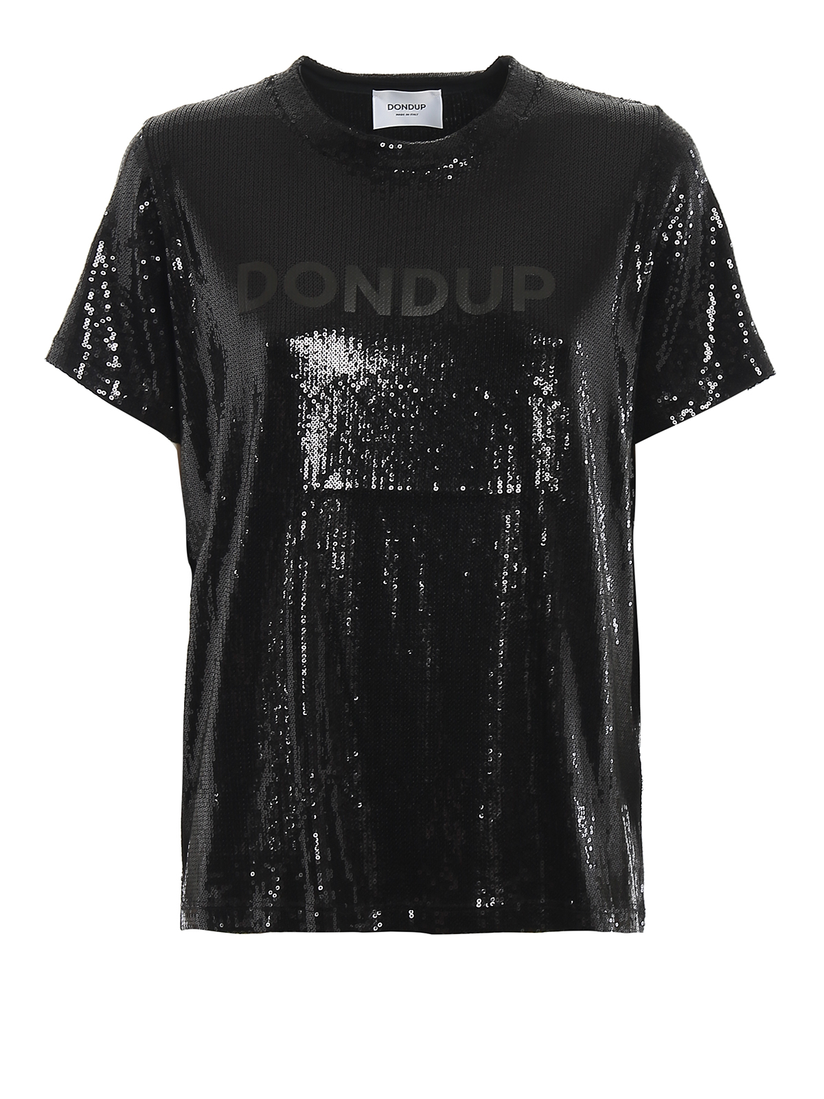DONDUP BLACK SEQUINED T-SHIRT