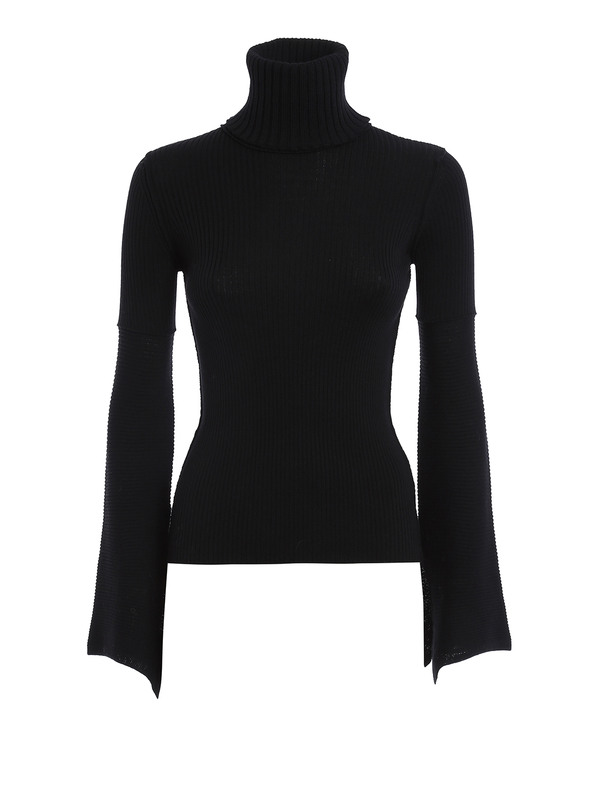 Flared sleeved wool turtleneck 