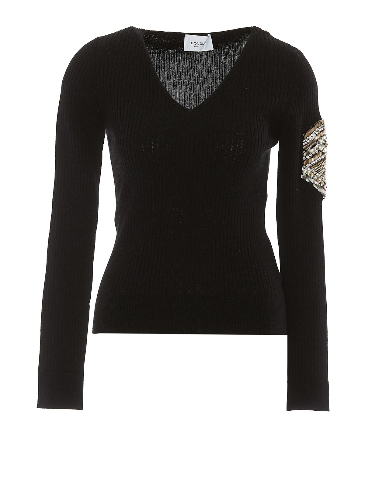 Dondup V-neck Bead Detailed Sweater In Black
