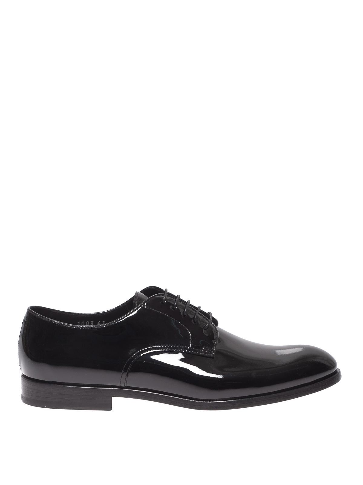 DOUCAL'S BLACK PATENT LEATHER DERBY LACE-UPS