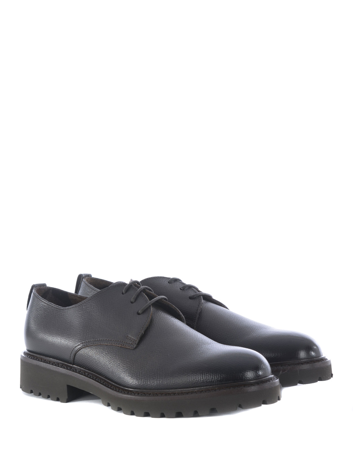 Doucal's - Grainy leather lug sole derby shoes - lace-ups shoes ...