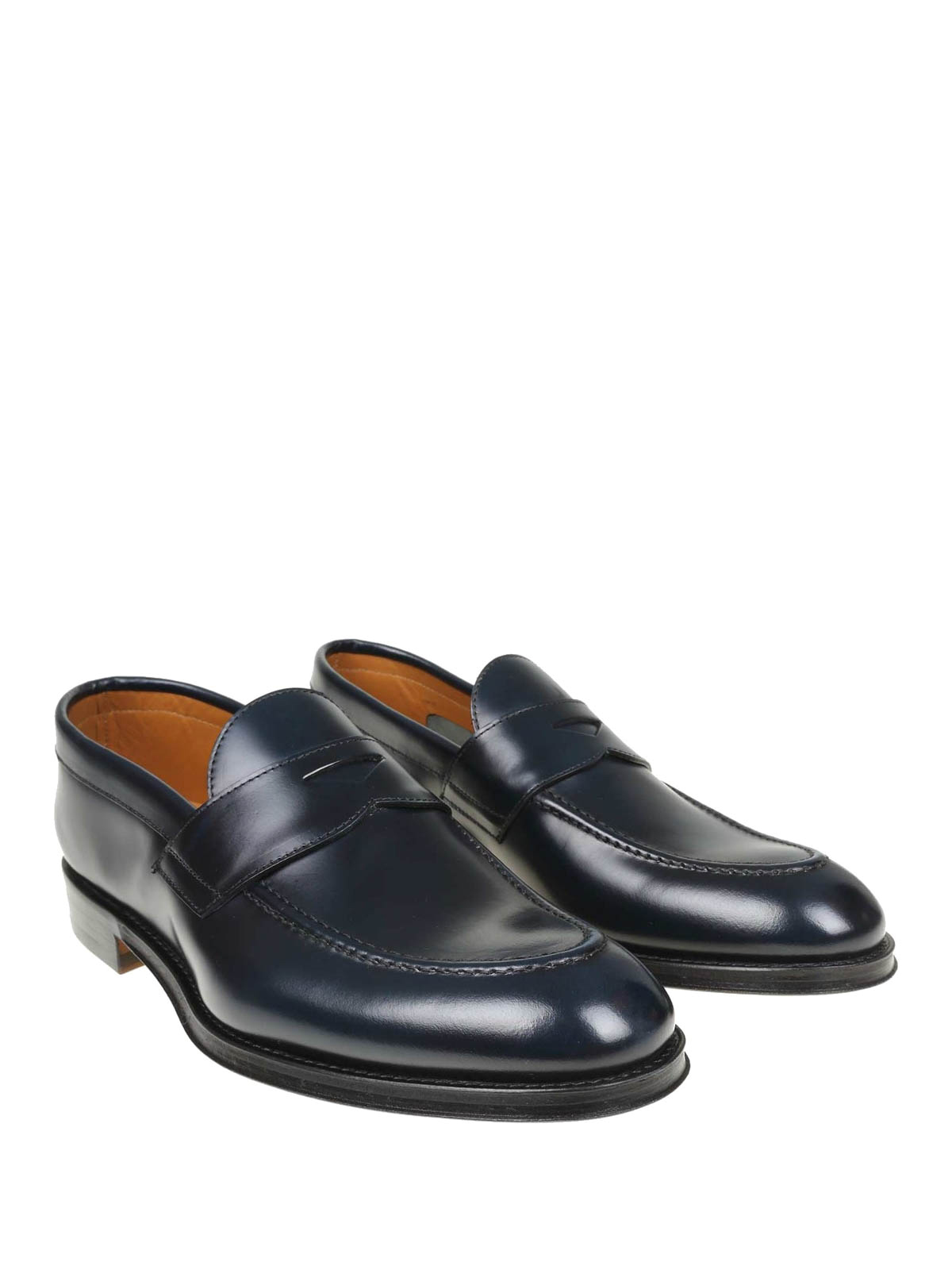 Doucal's - Blue brushed calfskin loafers - Loafers & Slippers ...