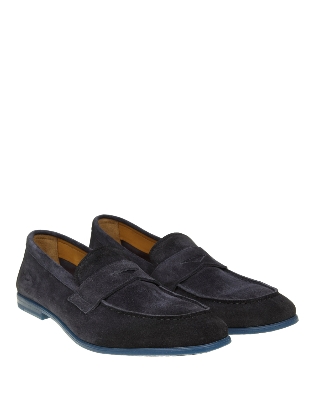 Loafers & Slippers Doucal's - Blue suede loafers with penny bar ...