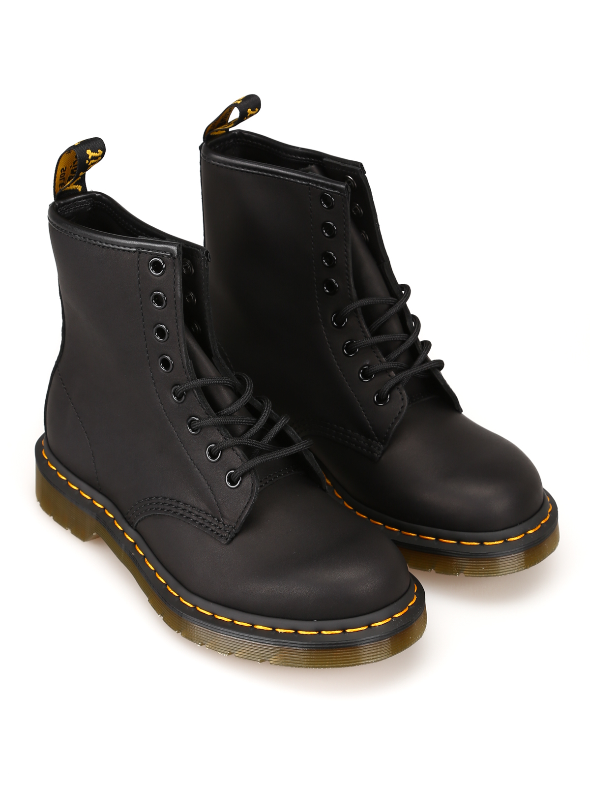 Dr. Martens - Greasy 1460 black leather combat boots - ankle boots ...