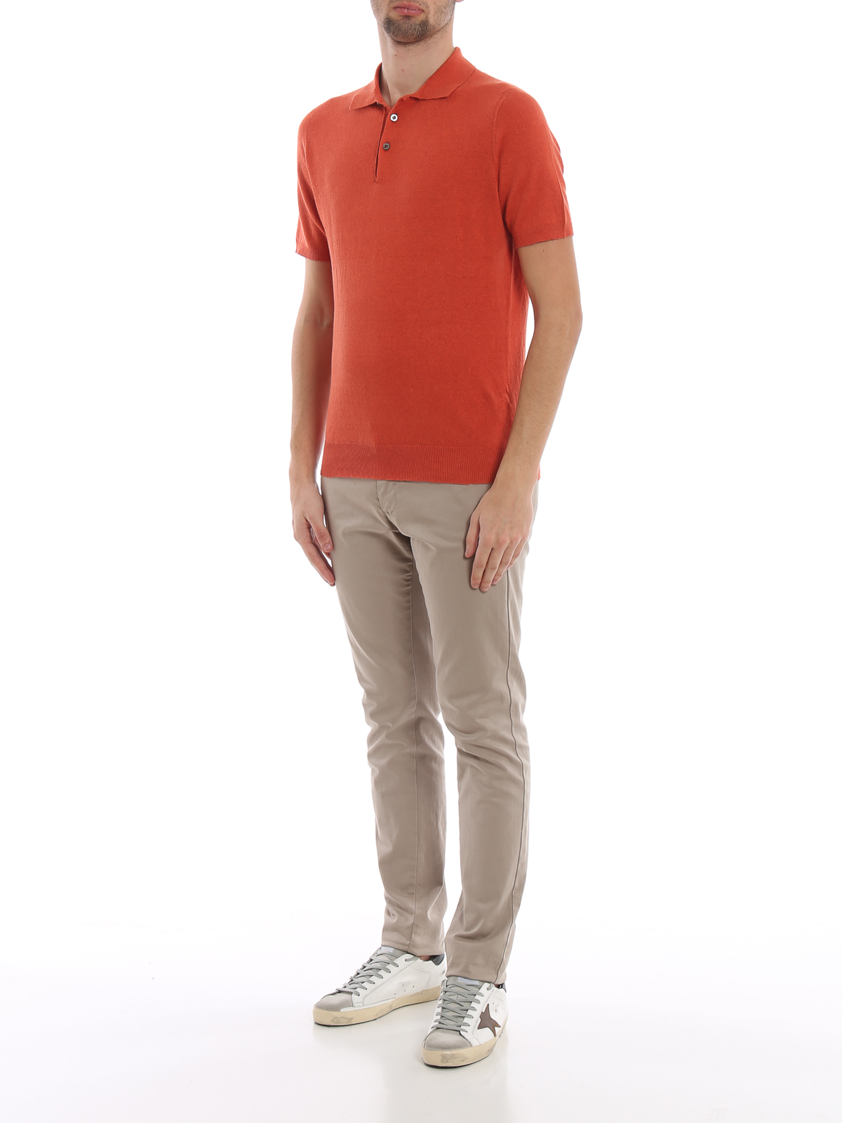 Polo shirts Drumohr - Knitted linen blend polo shirt - D1LN202T275