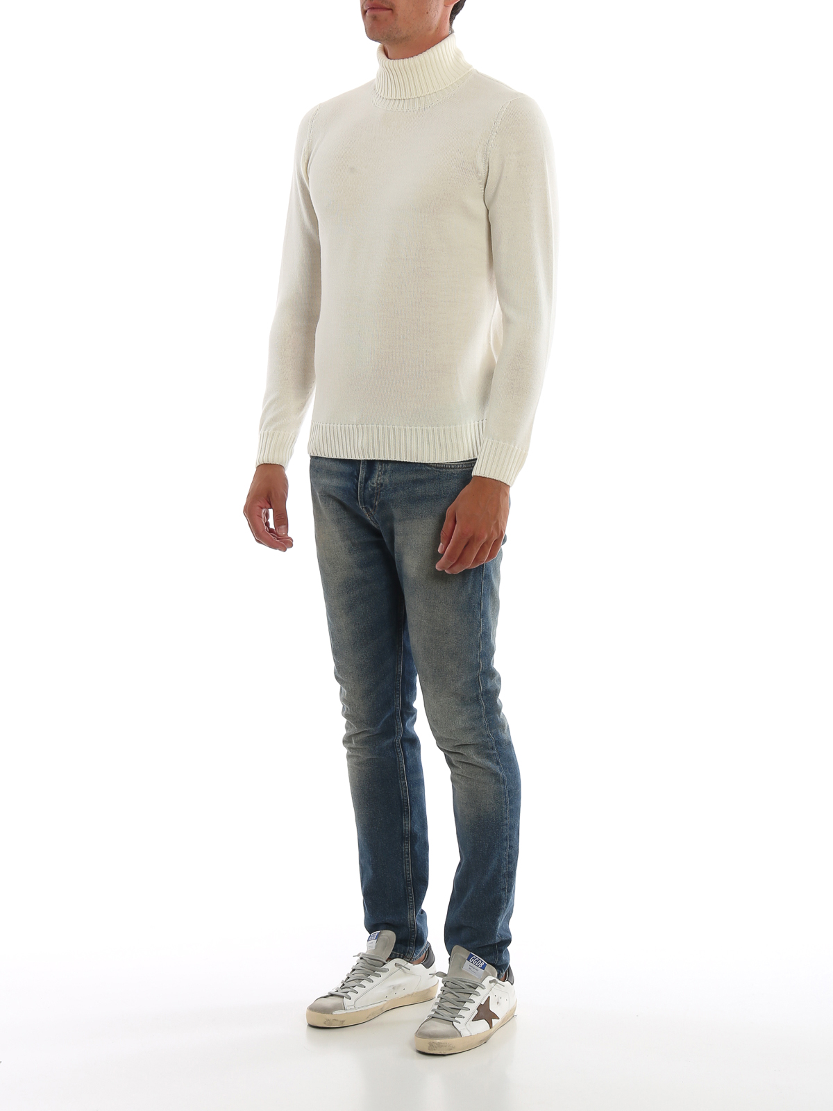 Turtlenecks & Polo necks Drumohr - White merino wool turtleneck sweater ...
