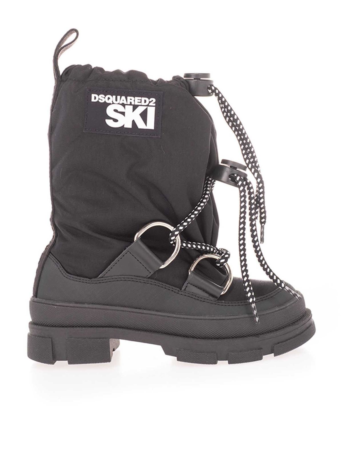 Ski boots with drawstring logo in black 