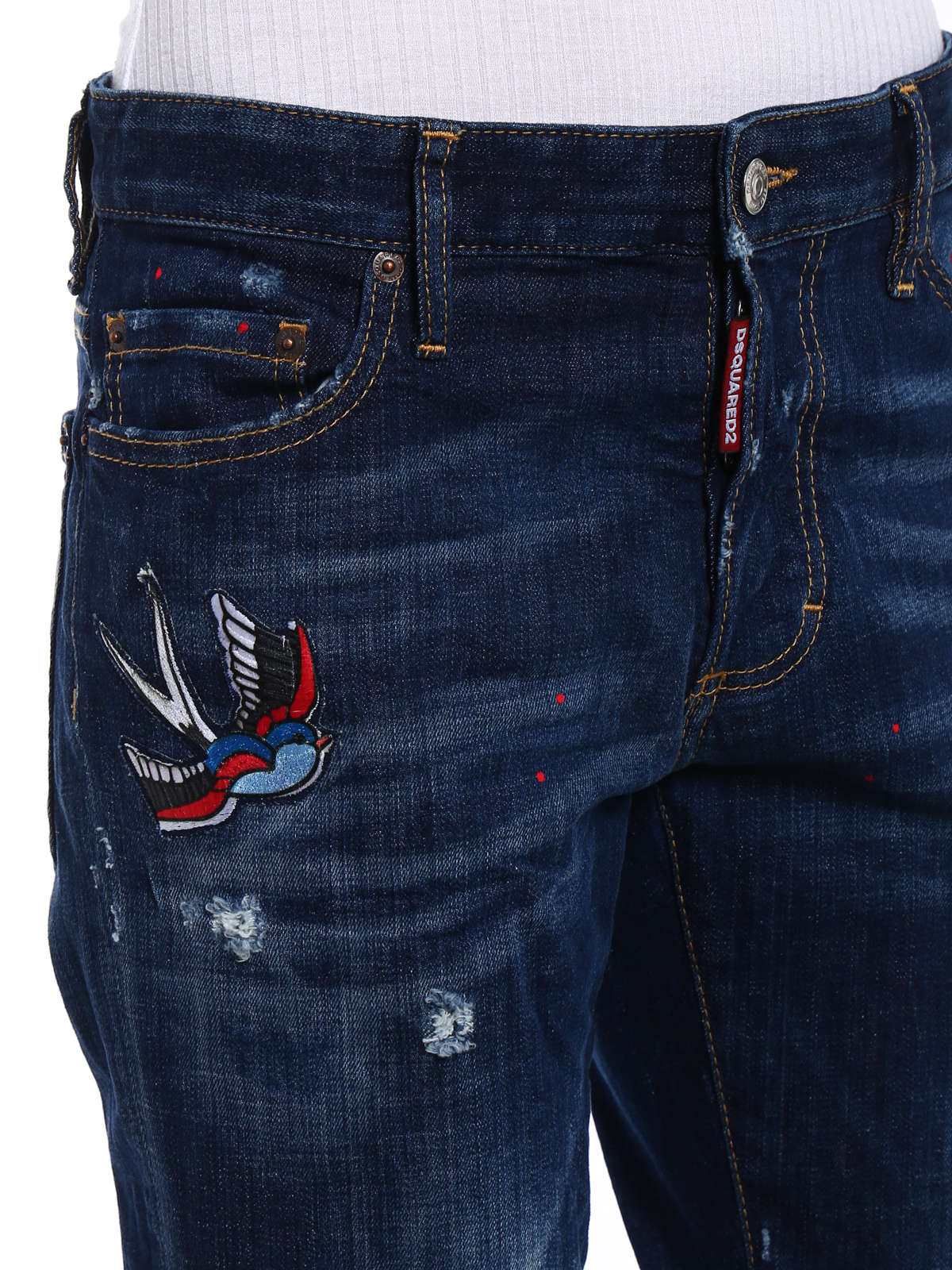 klem Danser Lijkt op Straight leg jeans Dsquared2 - Boyfriend bird patches jeans -  S75LA0994S30342470