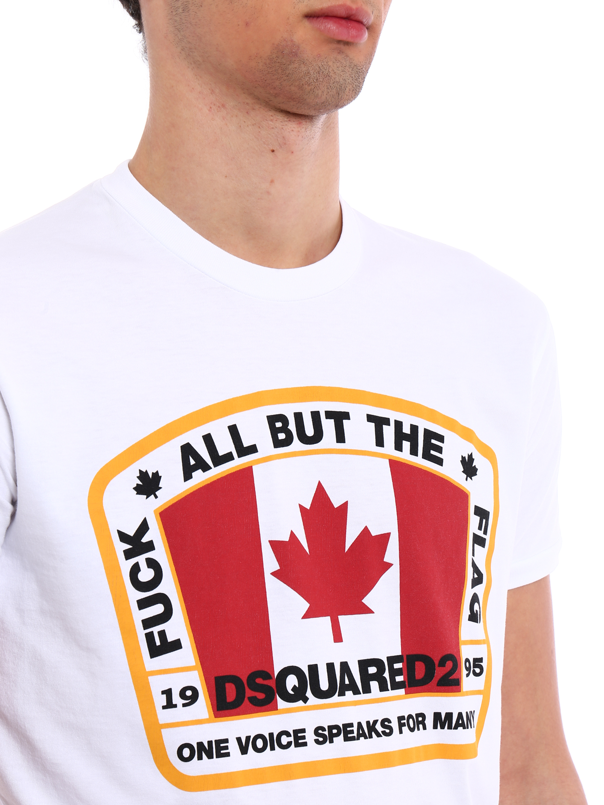Poort assistent Observatie T-shirts Dsquared2 - Canada flag printed white Tee - S74GD0379S20694100