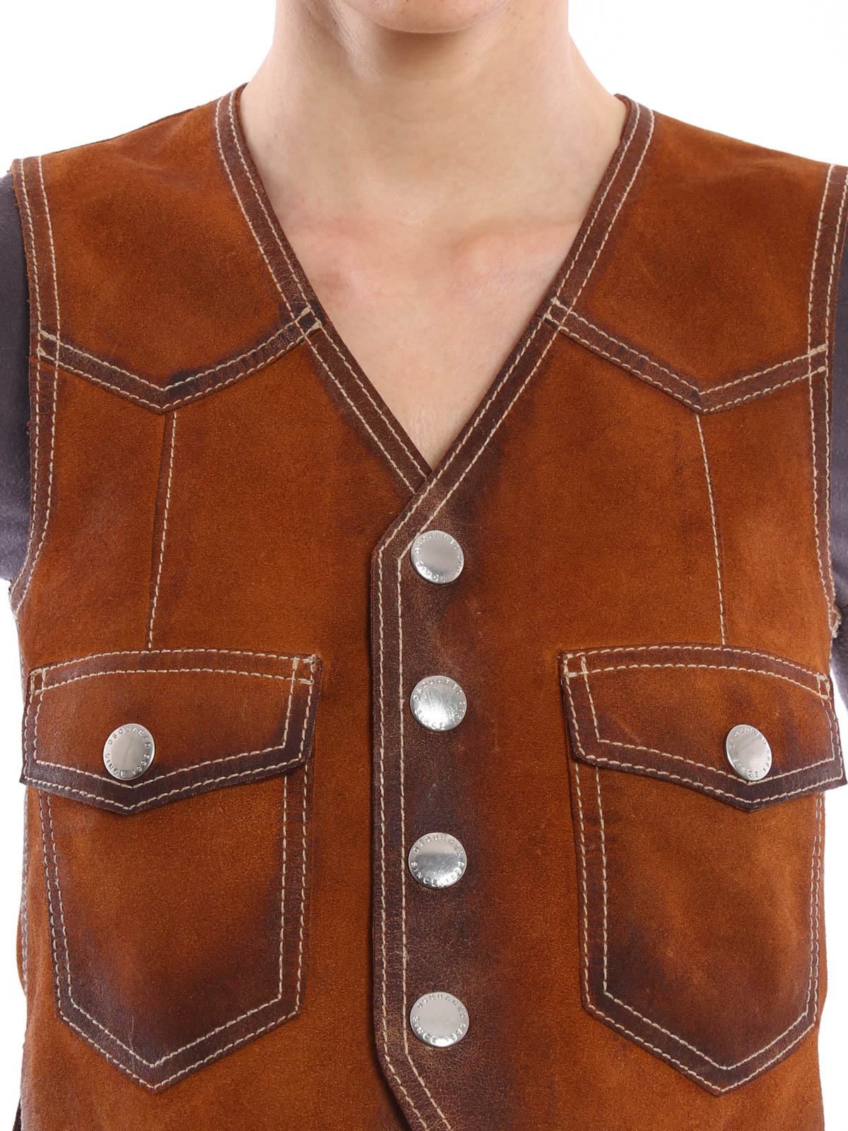 Leather jacket Dsquared2 Leather sleeveless vest S72FB0071SX9725158