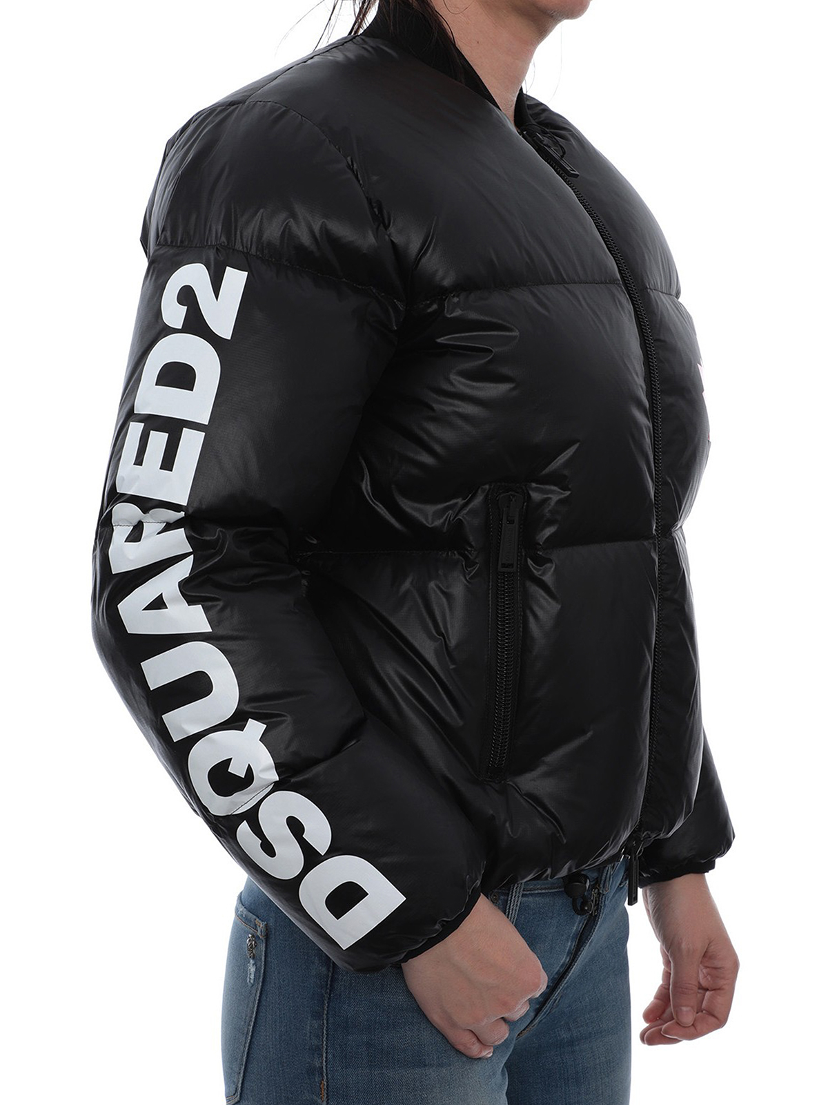 Padded jackets Dsquared2 - Logo and maple leaf print puffer jacket ...