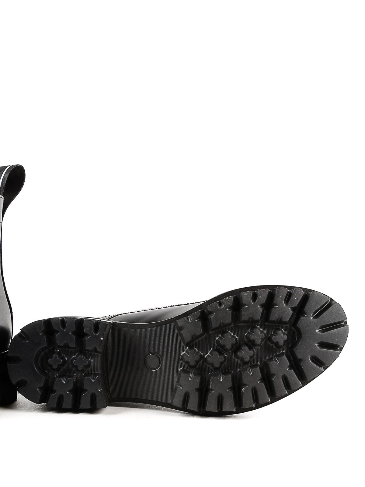 glossy black combat boots