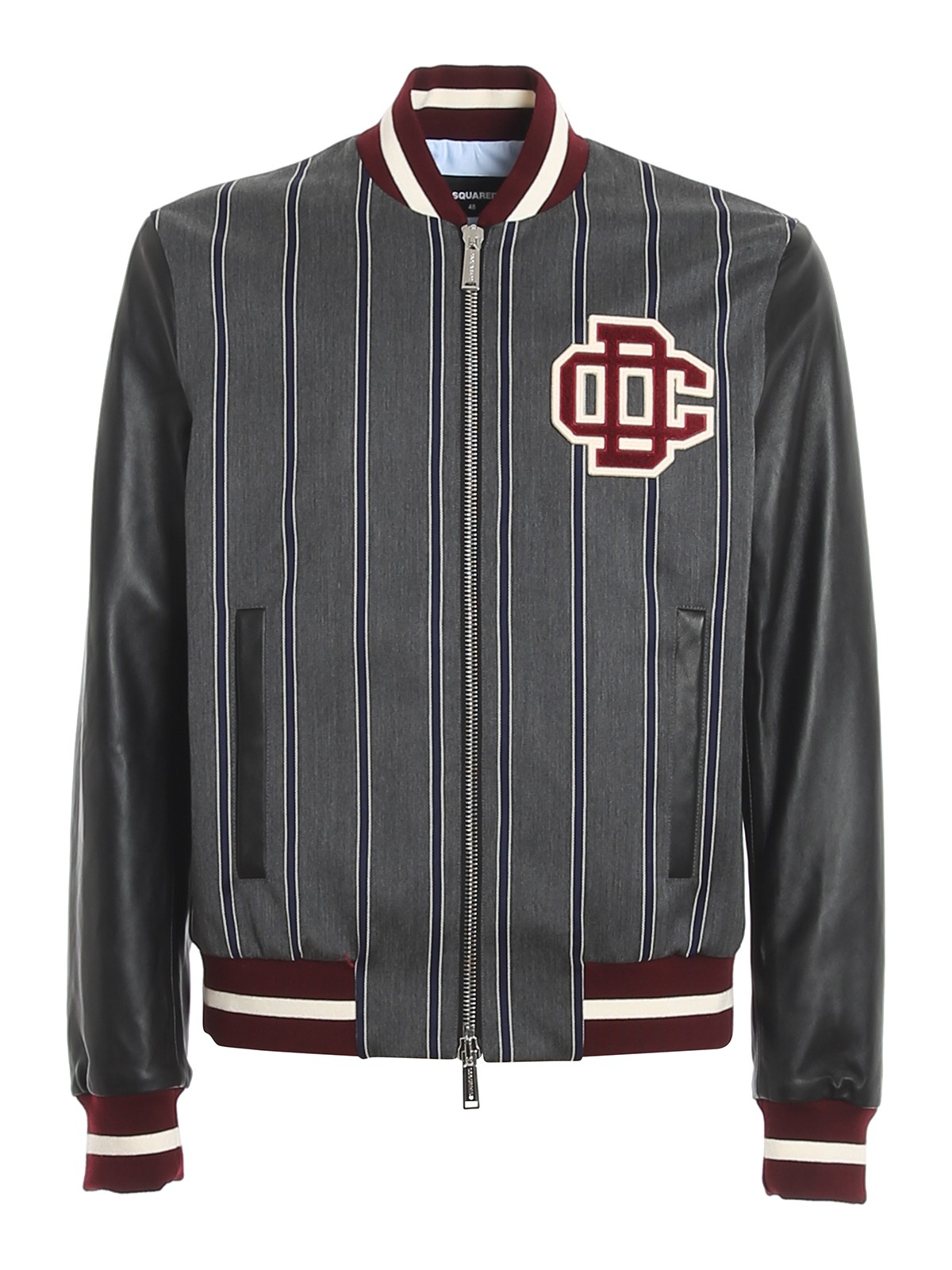 Leather jacket Dsquared2 - Striped leather bomber jacket ...