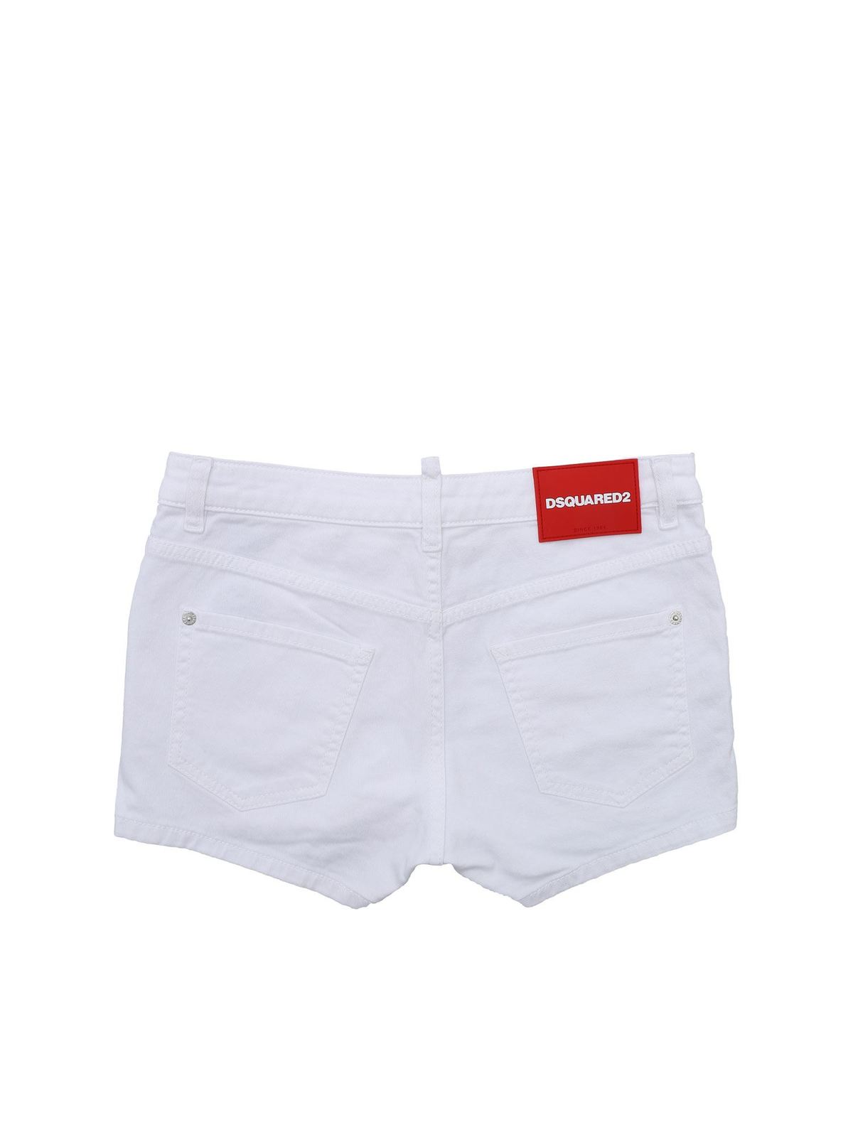 Pantaloni corti e shorts Dsquared2 - Shorts bianchi con logo a contrasto -  DQ0405D00IWDQ100