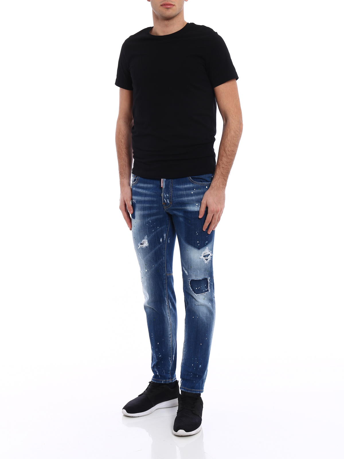 spotted jeans - straight leg jeans 