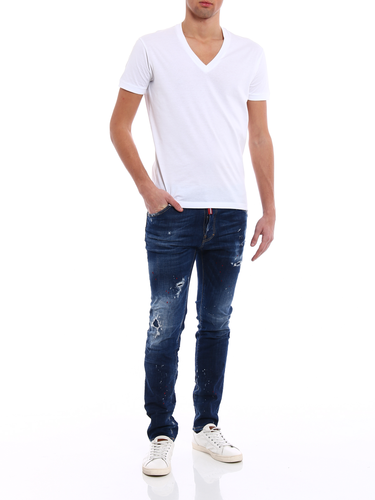 dsquared2 jeans red and white paint