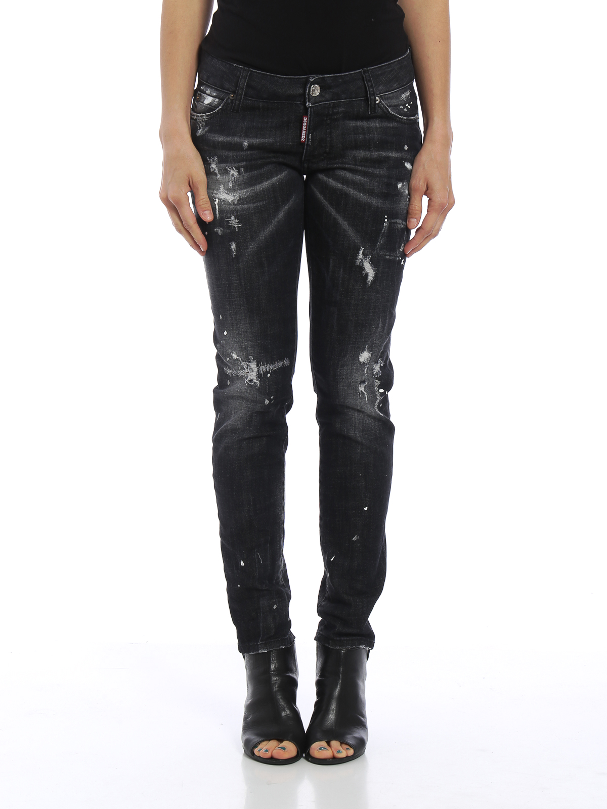 Tormenta Patético Visualizar Jeans Rectos Dsquared2 - Vaqueros Rectos Negros Para Mujer -  S72LA0934S30357900